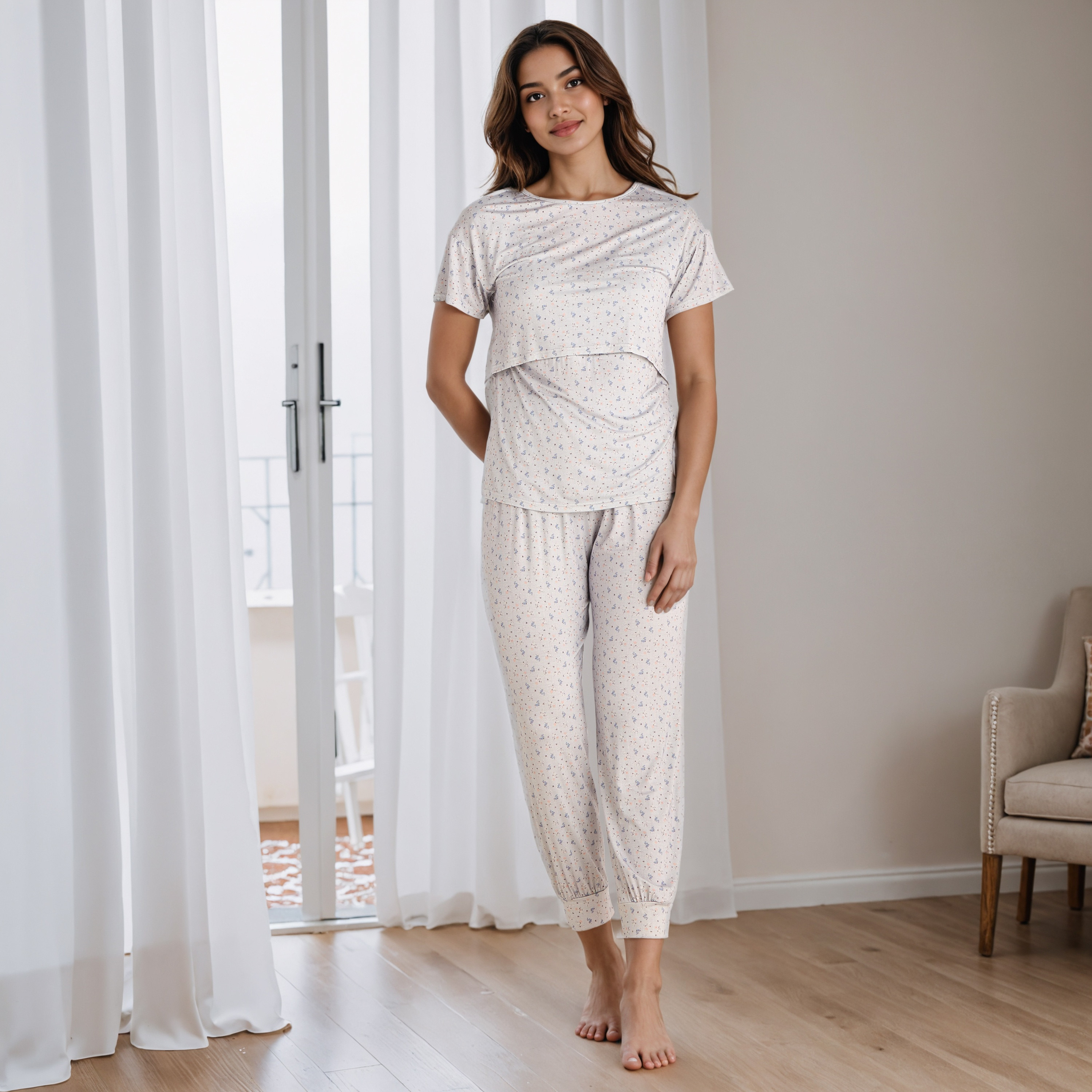 Printed Maternity Pyjama Set-women-clothing-maternity-nightwear-image-1