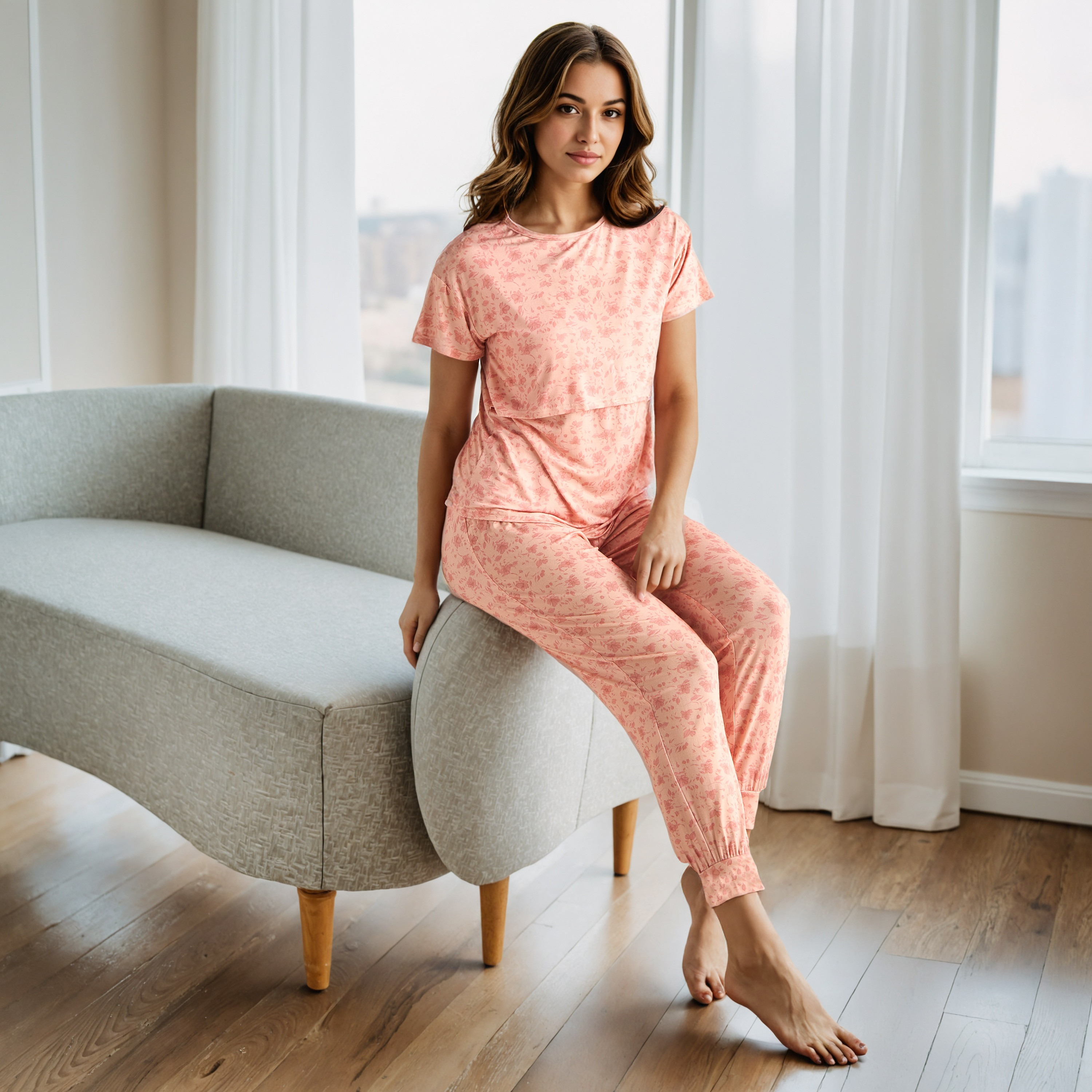 Printed Maternity Pyjama Set-women-clothing-maternity-nightwear-image-1