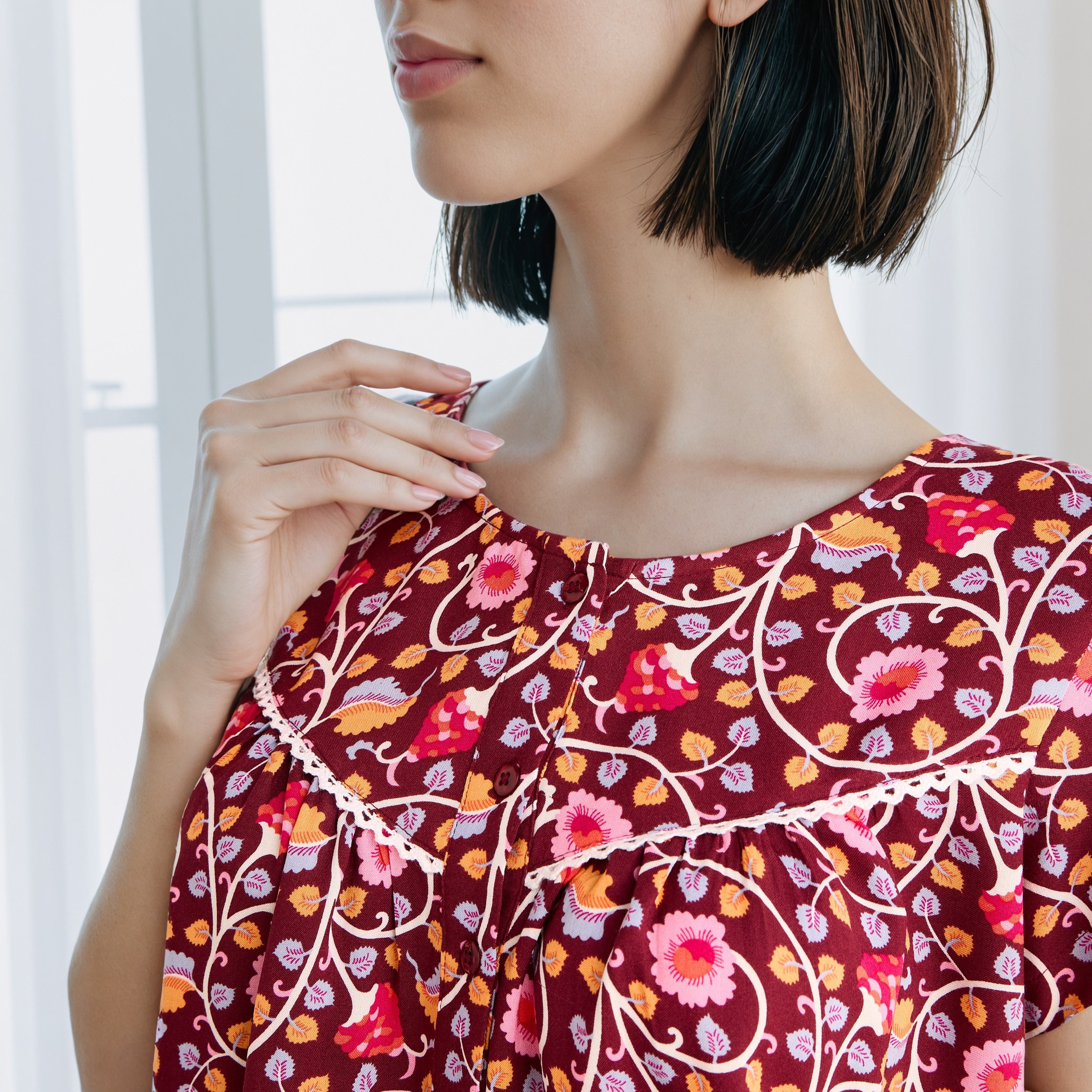 Floral Print Viscose Night Gown-women-clothing-nightwear-nighties-image-4