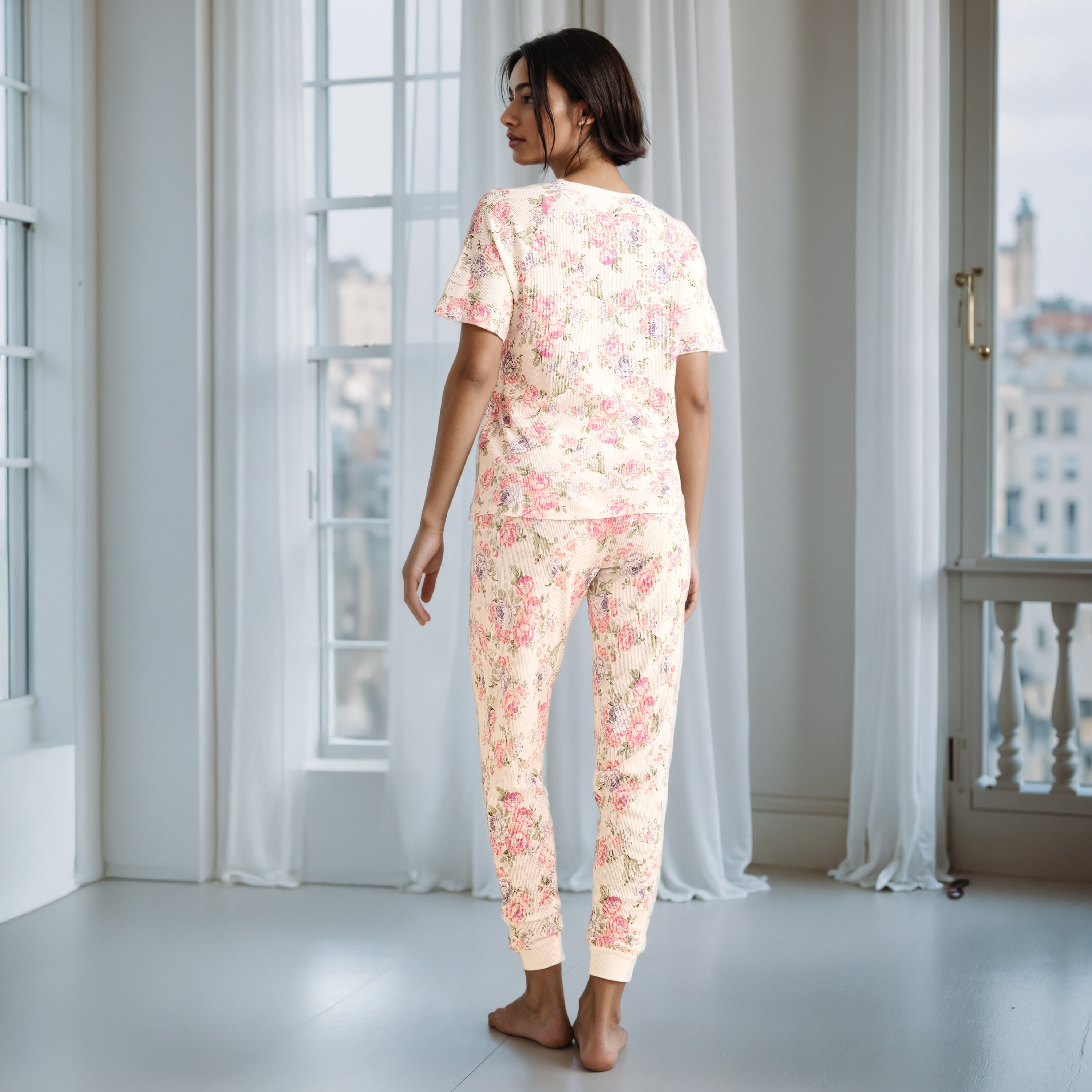 طقم بيجاما بطبعات زهرية-women-clothing-nightwear-pyjamas-longsets-image-3