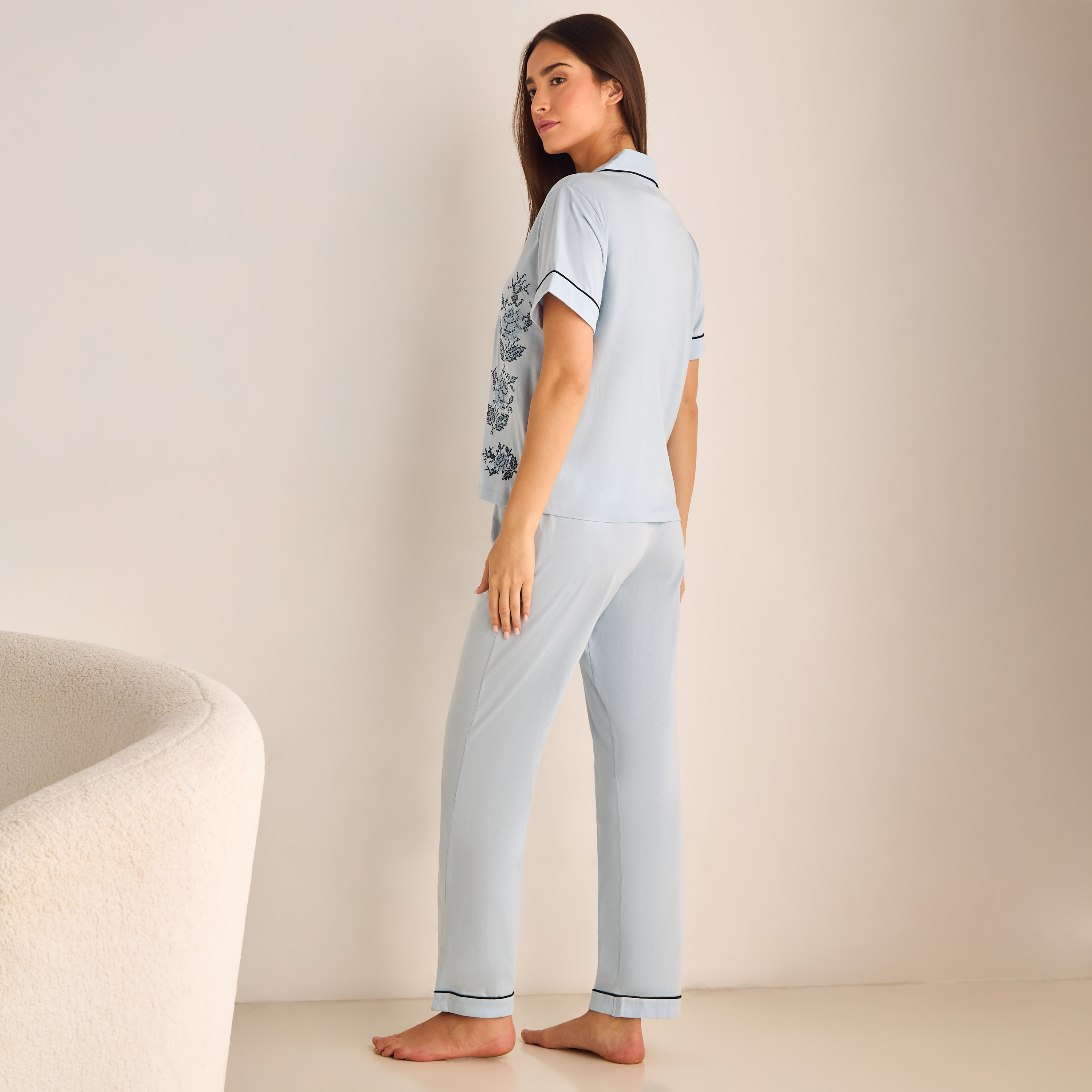 Floral Embroidered Cotton Pyjama Set-women-clothing-nightwear-pyjamas-longsets-image-3