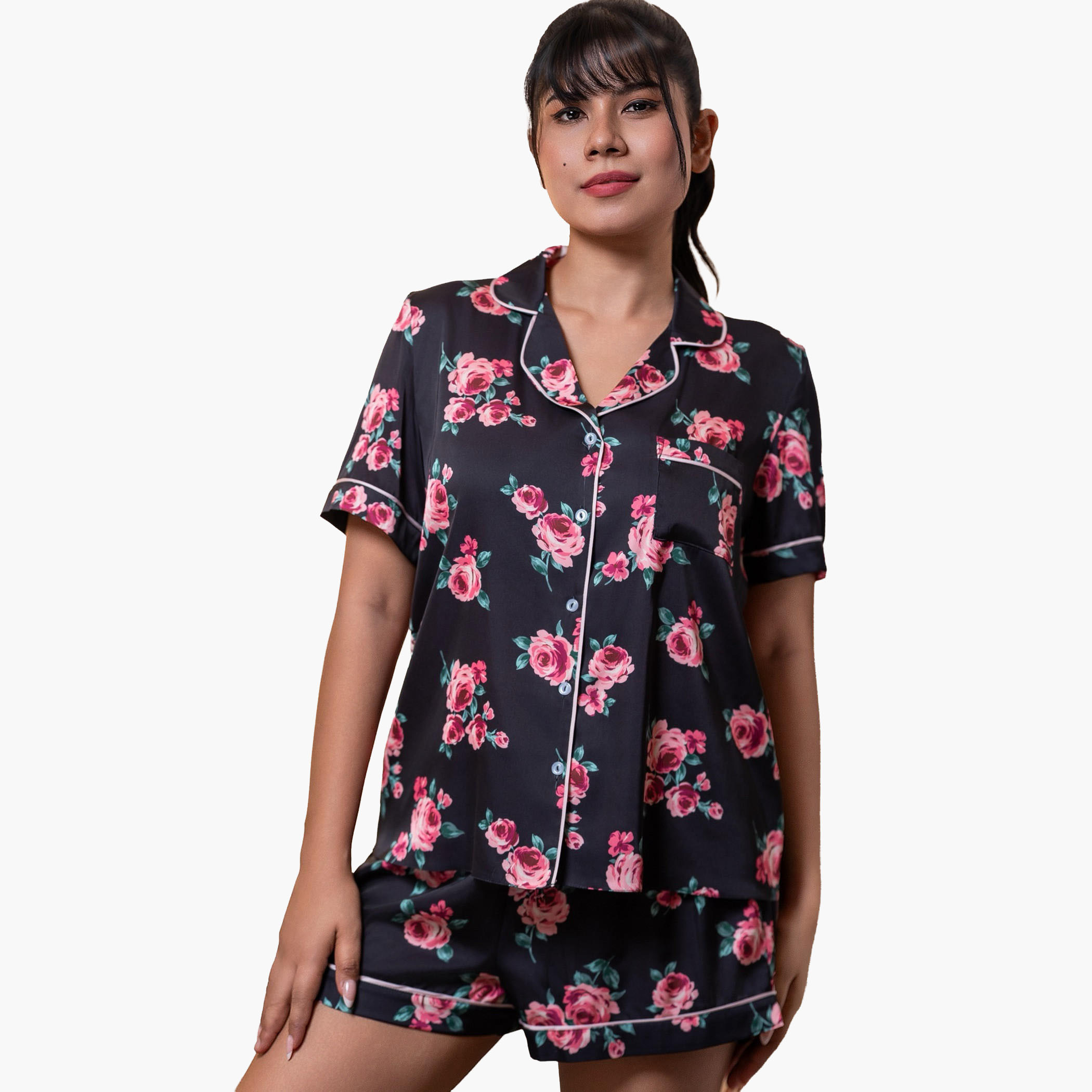 طقم شورت وقميص من أدارايا-women-clothing-nightwear-pyjamas-shortsets-image-4