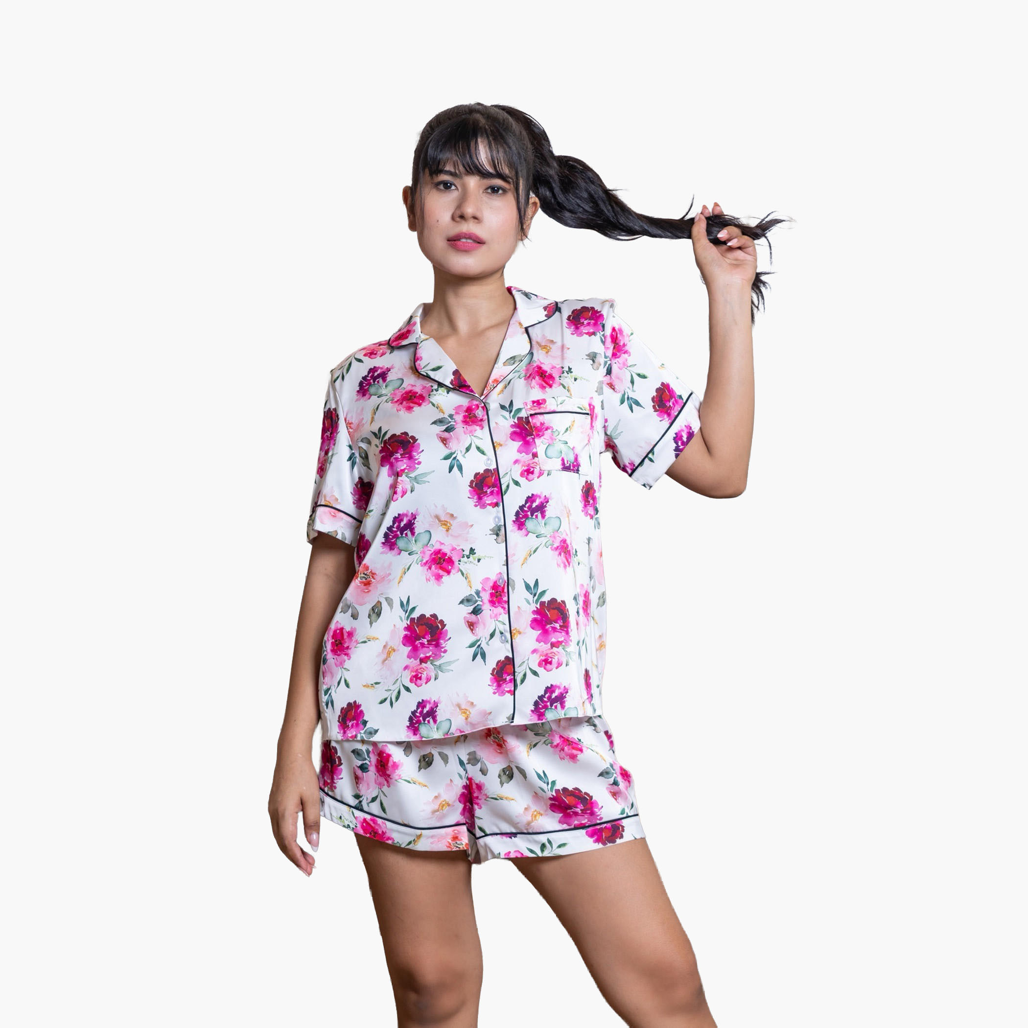 طقم شورت وقميص من أدارايا-women-clothing-nightwear-pyjamas-shortsets-image-4