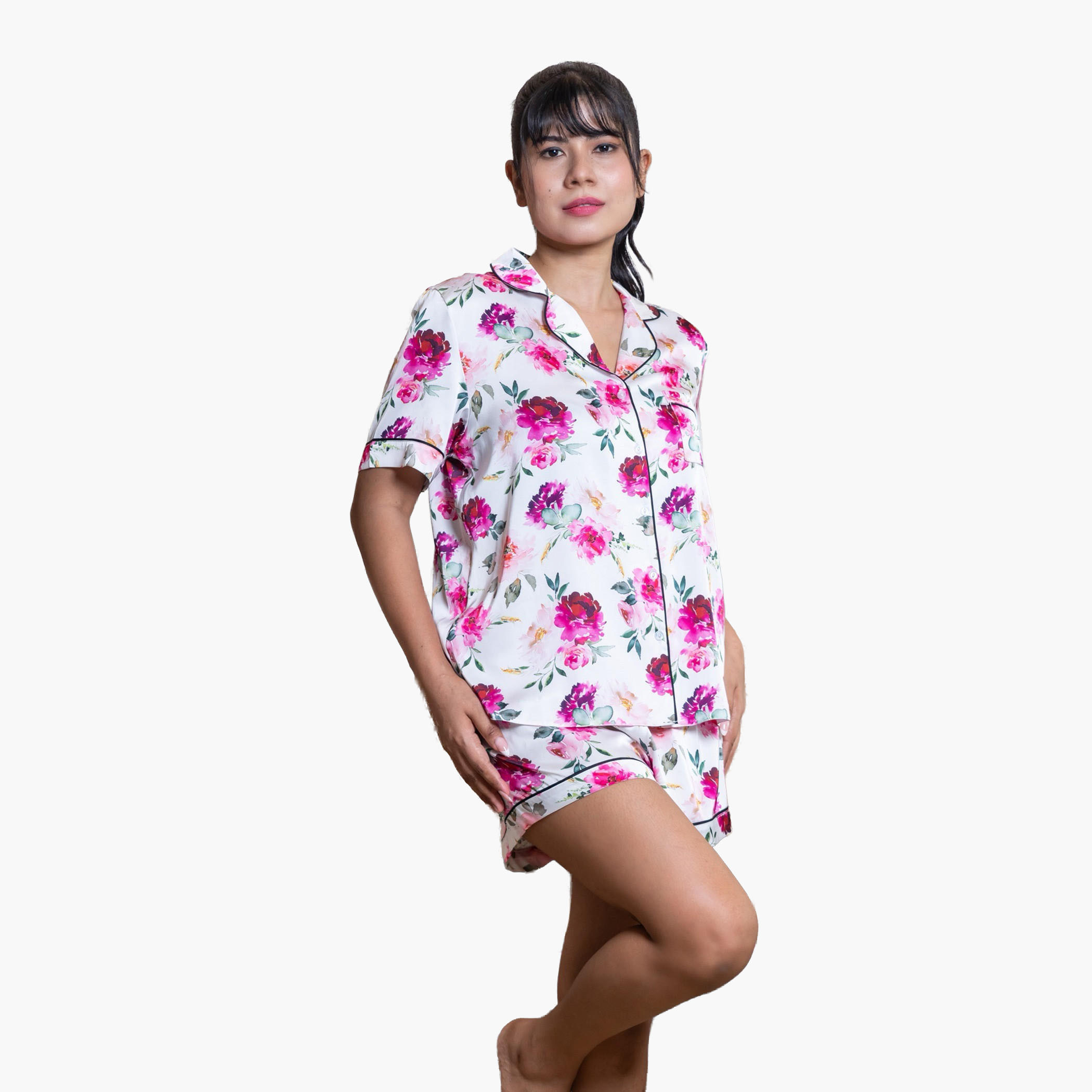 طقم شورت وقميص من أدارايا-women-clothing-nightwear-pyjamas-shortsets-image-2
