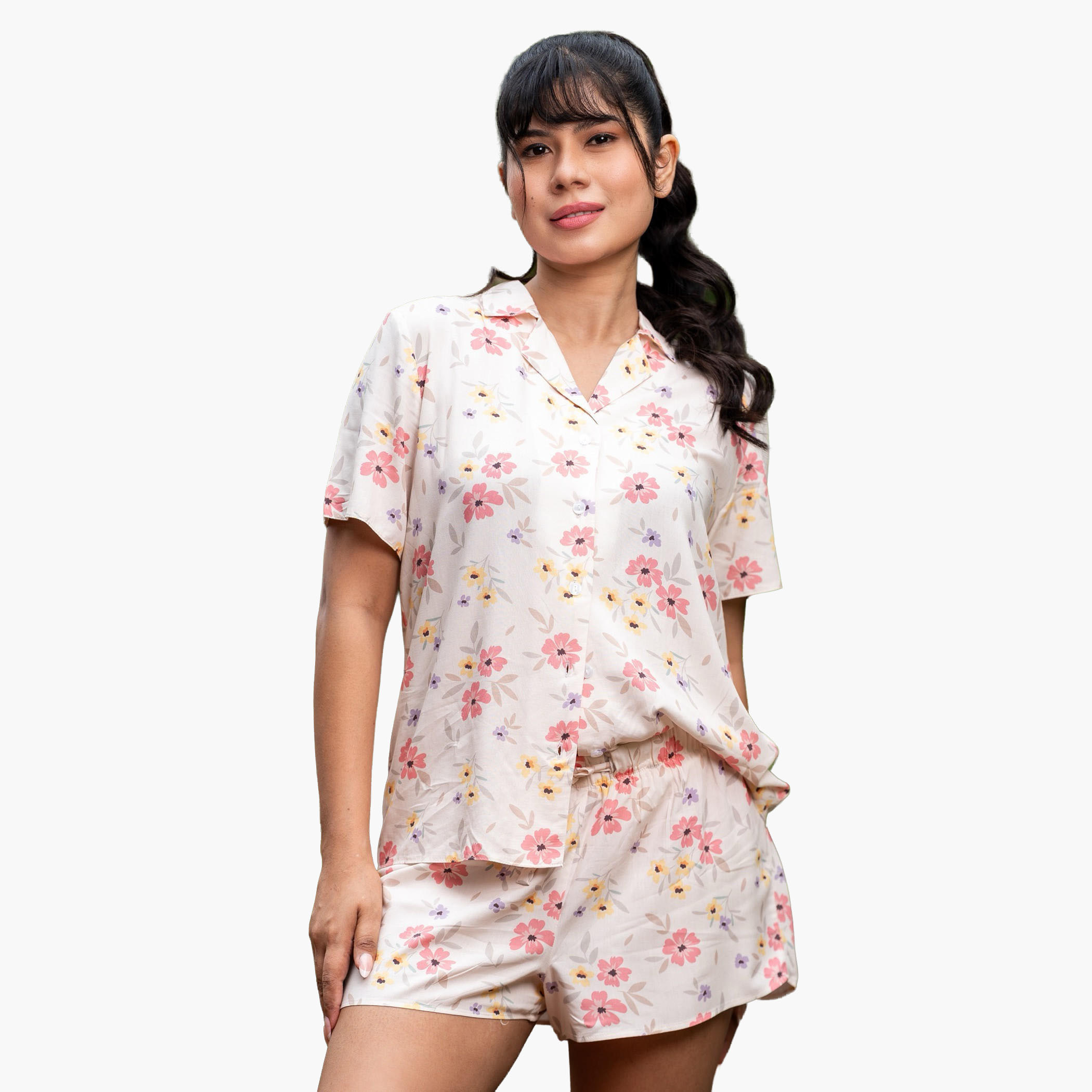 طقم بيجاما شورت وقميص من آدارايا-women-clothing-nightwear-pyjamas-shortsets-image-1