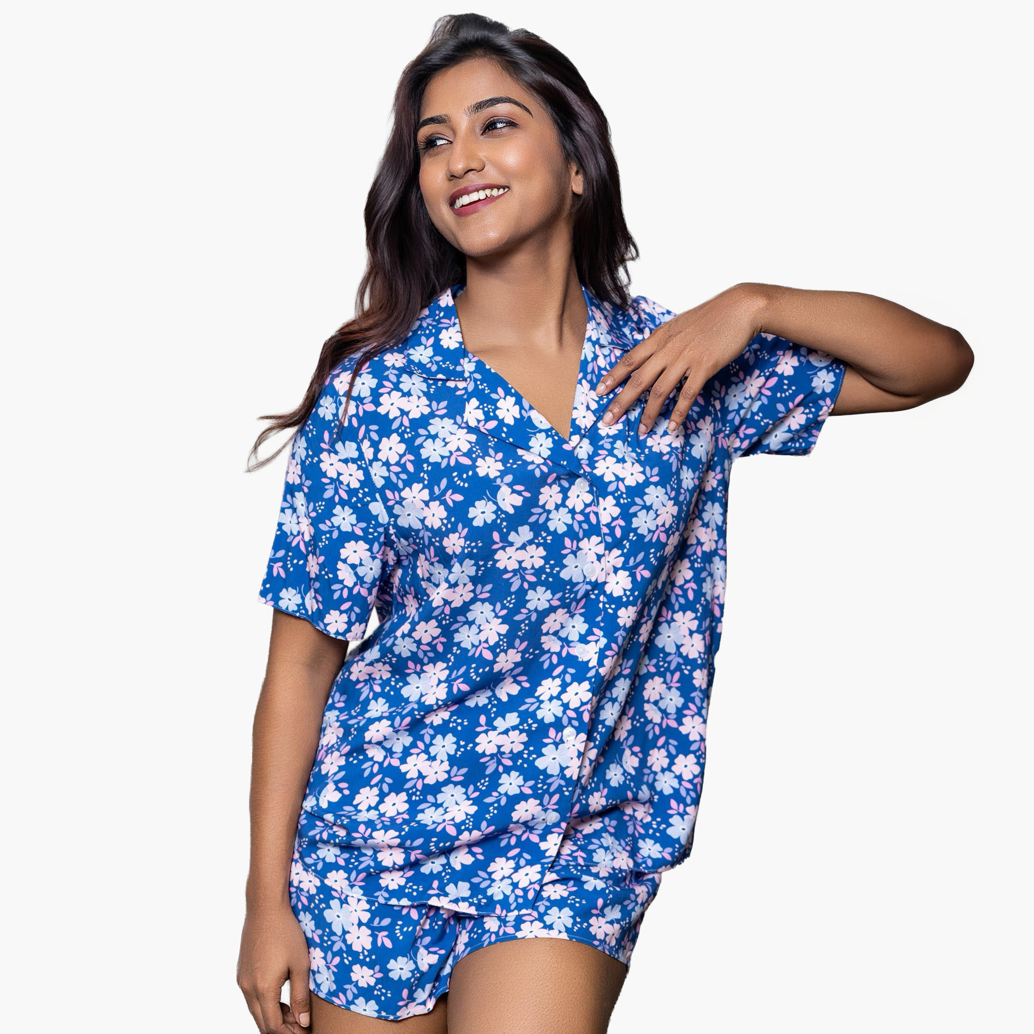 طقم بيجاما شورت وقميص من آدارايا-women-clothing-nightwear-pyjamas-shortsets-image-1