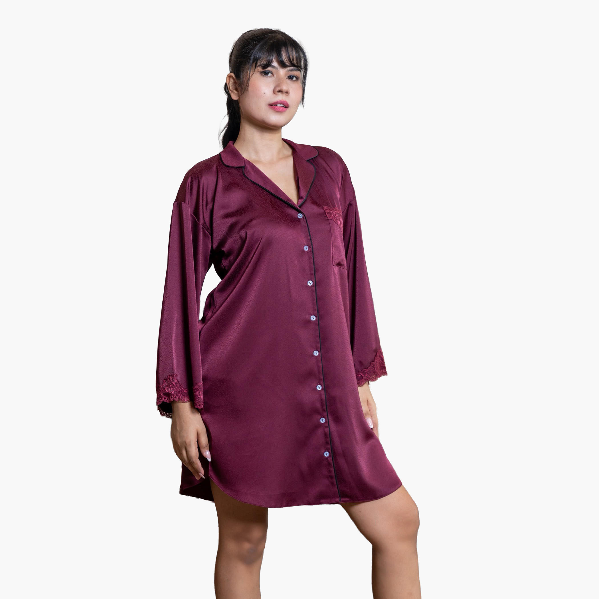 Aadaraya Nighty Short Notch Collar-women-clothing-nightwear-nighties-image-3