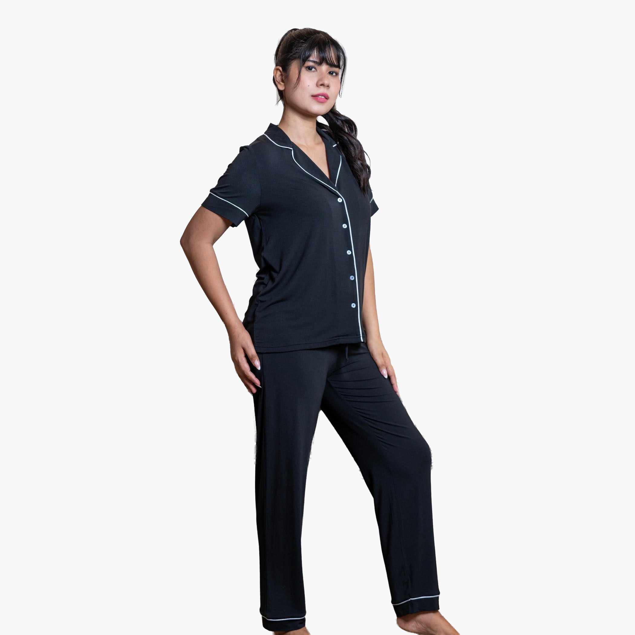 Aadaraya Pyjama Set Shirt and Pants Rayon-women-clothing-nightwear-pyjamas-longsets-image-3