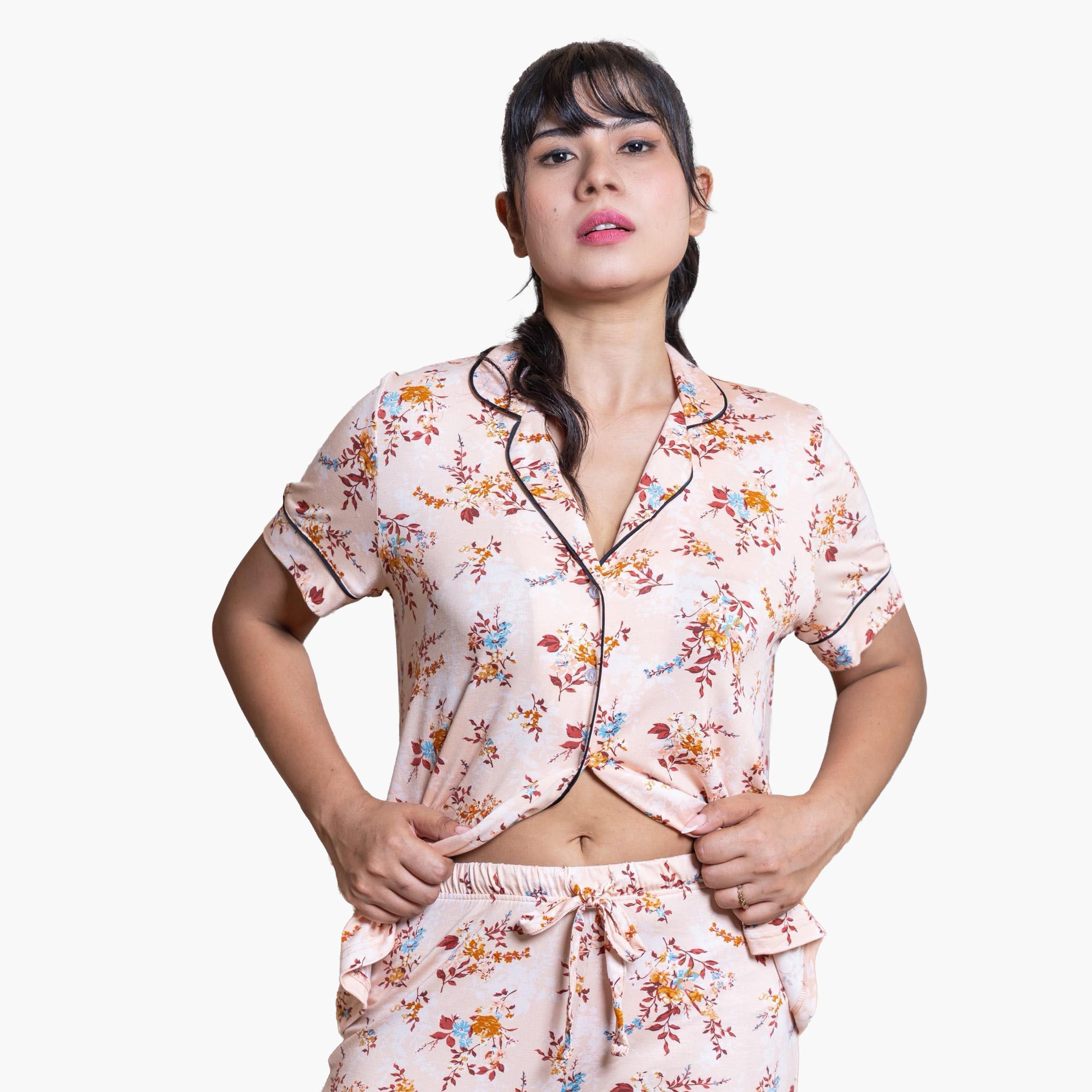 Aadaraya Pyjama Set Shirt and Pants Rayon-women-clothing-nightwear-pyjamas-longsets-image-4