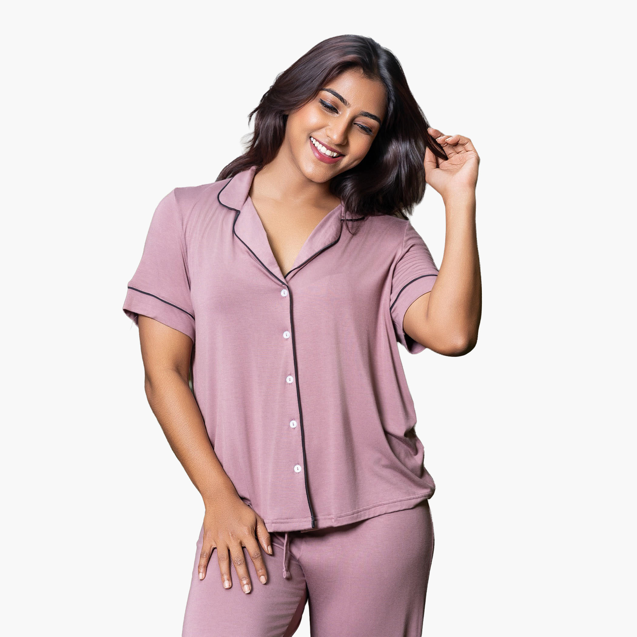 Aadaraya Pyjama Set Shirt and Pants Rayon-women-clothing-nightwear-pyjamas-longsets-image-4