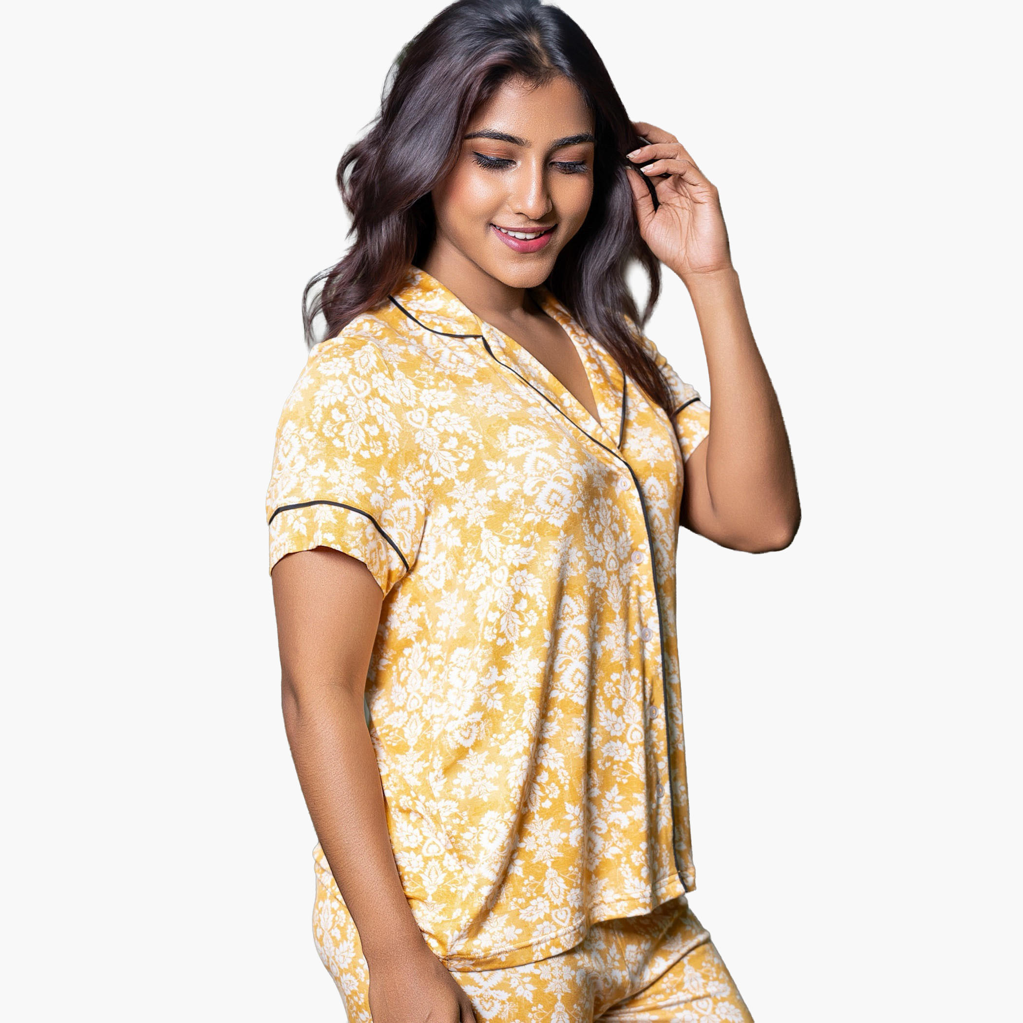 Aadaraya Pyjama Set Shirt and Pants Rayon-women-clothing-nightwear-pyjamas-longsets-image-4