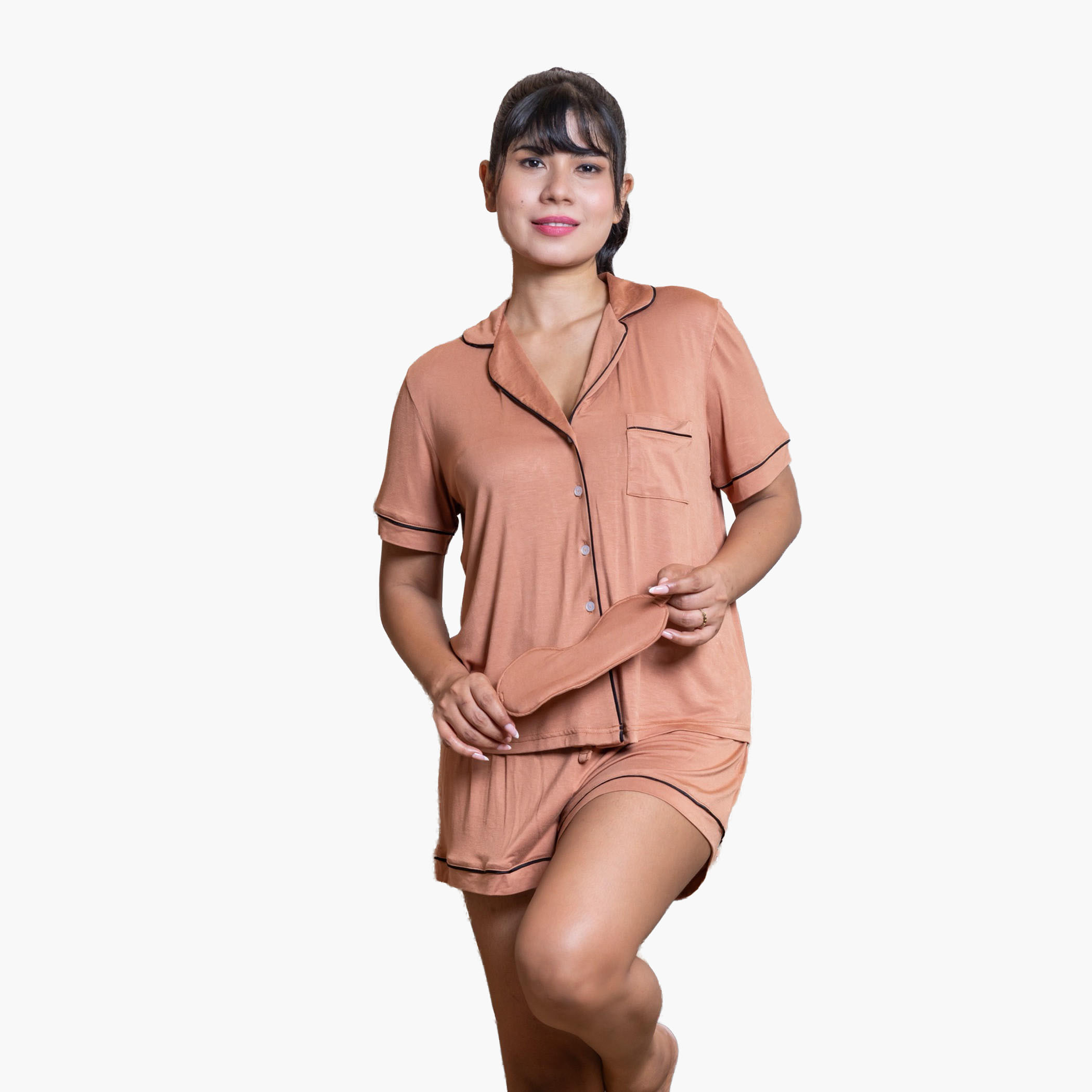 طقم شورت وقميص رايون من آدارايا-women-clothing-nightwear-pyjamas-shortsets-image-4