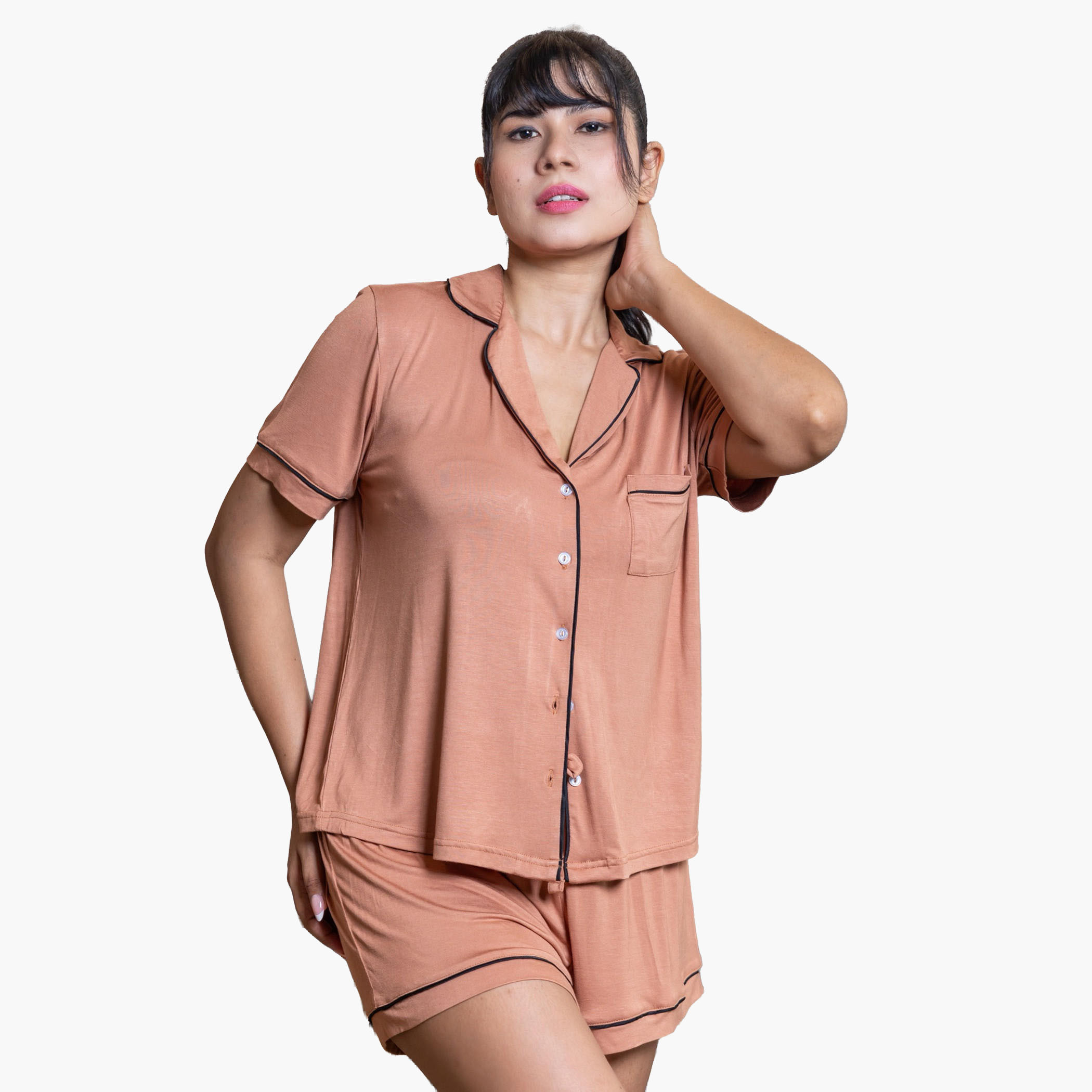 طقم شورت وقميص رايون من آدارايا-women-clothing-nightwear-pyjamas-shortsets-image-1