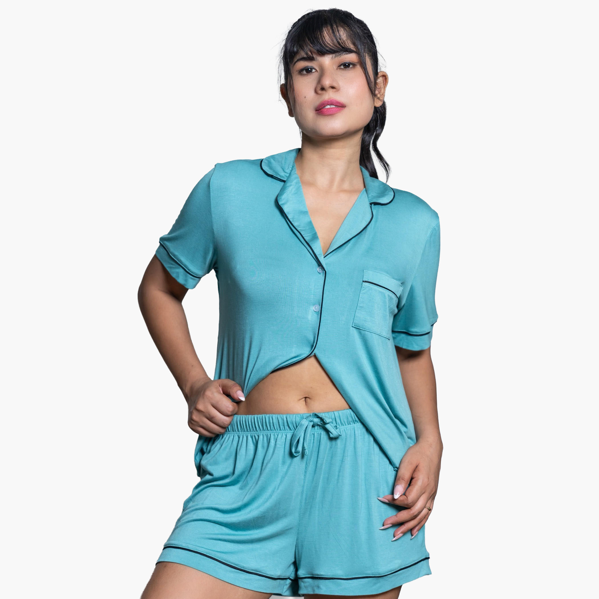 طقم شورت وقميص رايون من آدارايا-women-clothing-nightwear-pyjamas-shortsets-image-1