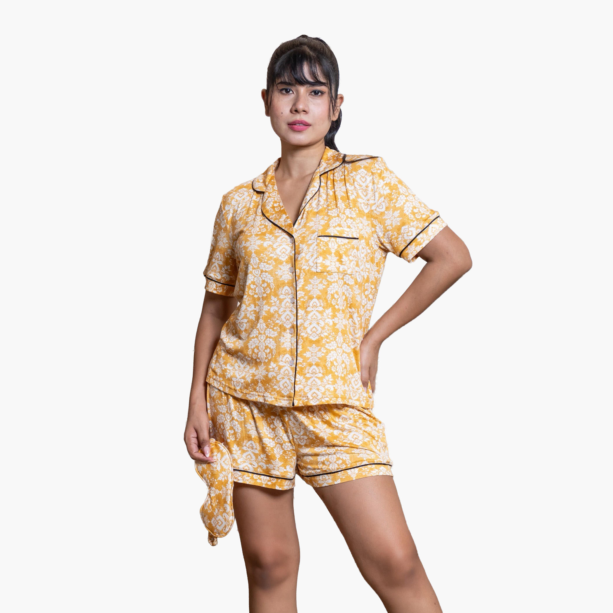 طقم بيجاما شورت وقميص من الرايون من آدارايا-women-clothing-nightwear-pyjamas-shortsets-image-4