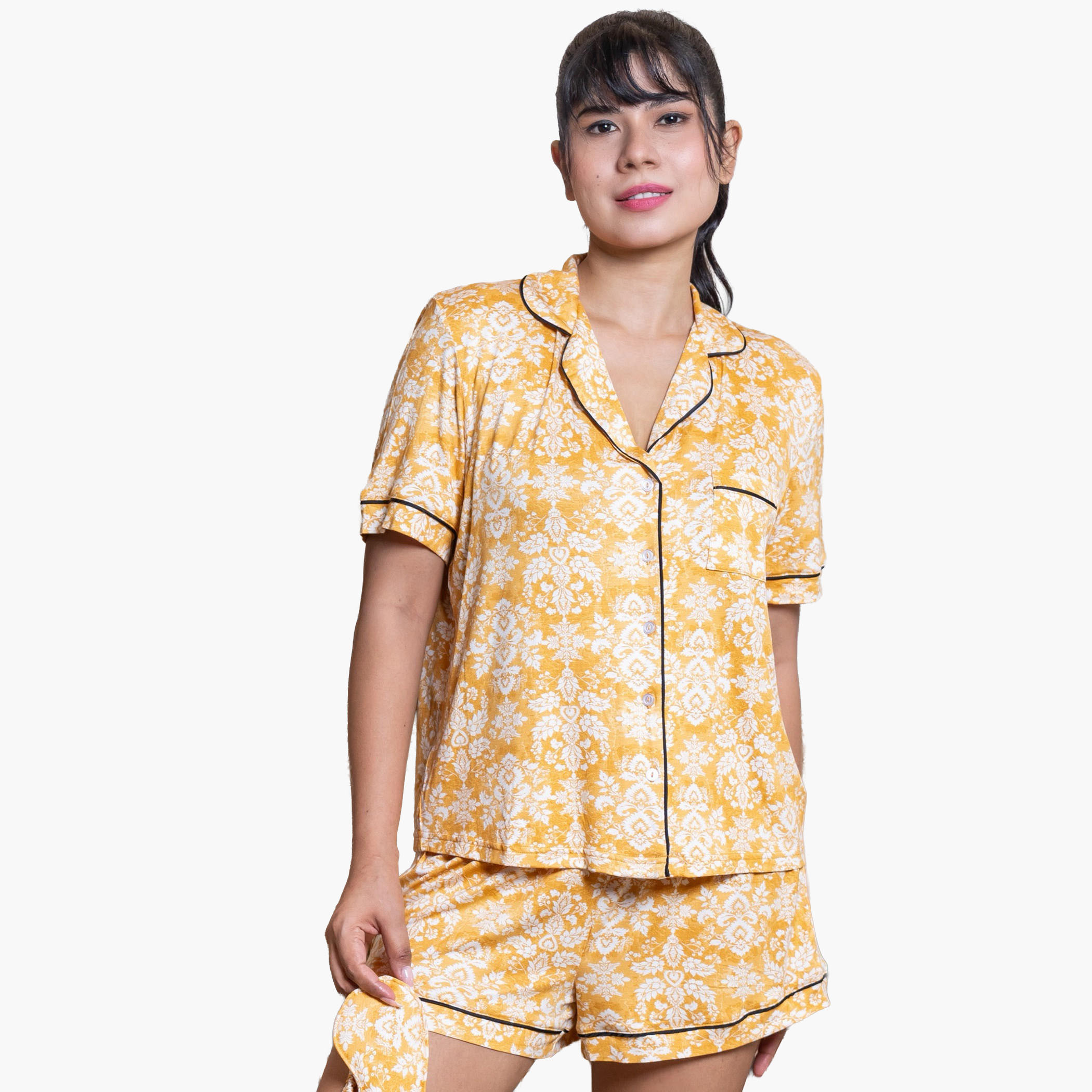 طقم بيجاما شورت وقميص من الرايون من آدارايا-women-clothing-nightwear-pyjamas-shortsets-image-1