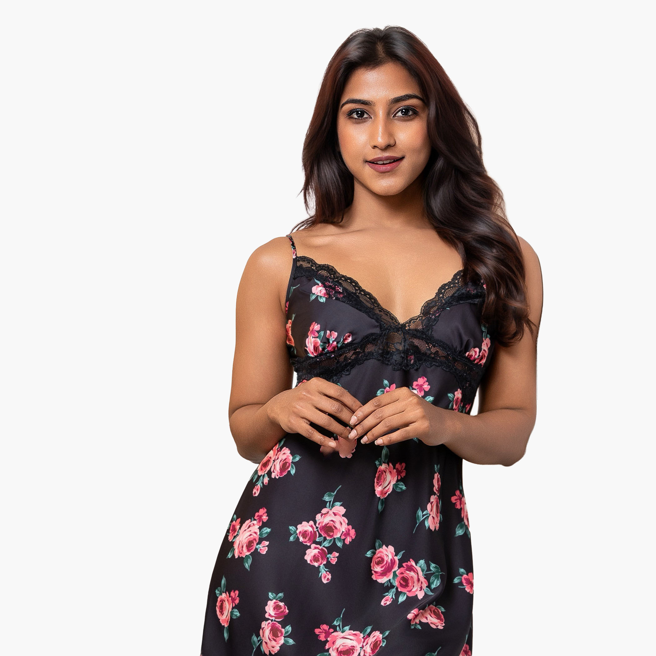 Aadaraya Night Dress Sleeveless Lace Detail-women-clothing-nightwear-nighties-image-1