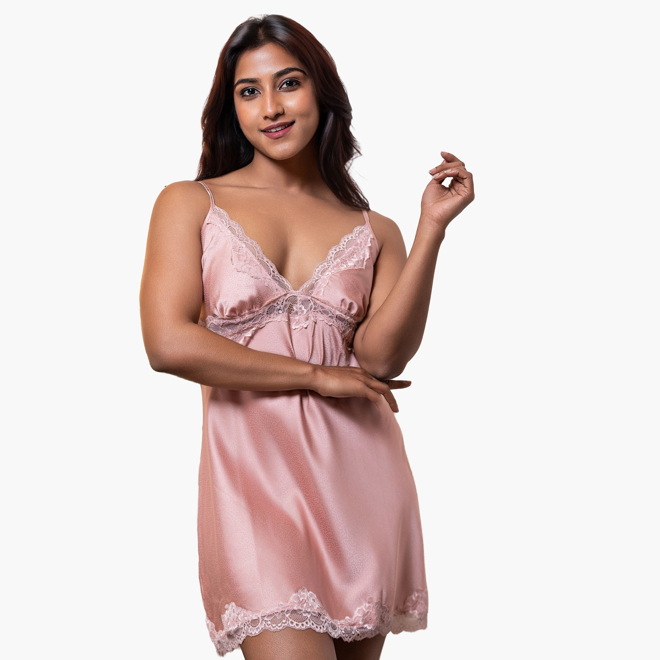 Aadaraya Night Dress Sleeveless Lace Detail-women-clothing-nightwear-nighties-image-1