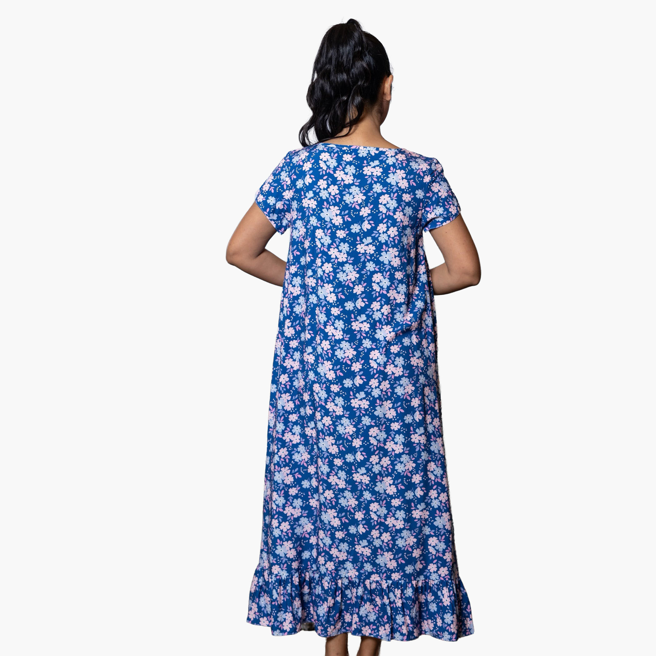 Aadaraya Night Dress Short Sleeves Printed-women-clothing-nightwear-nighties-image-3