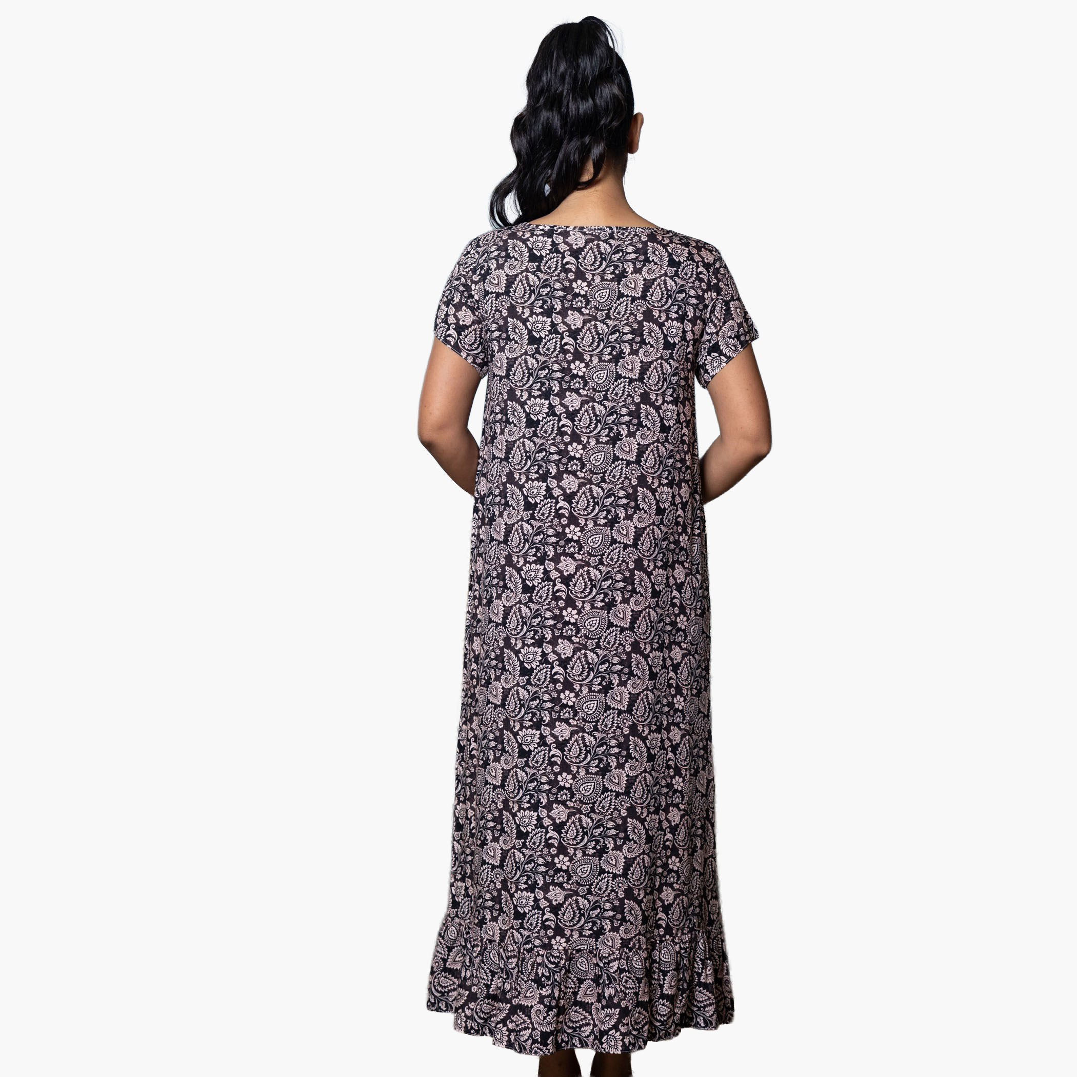 Aadaraya Night Dress Short Sleeves Printed-women-clothing-nightwear-nighties-image-4