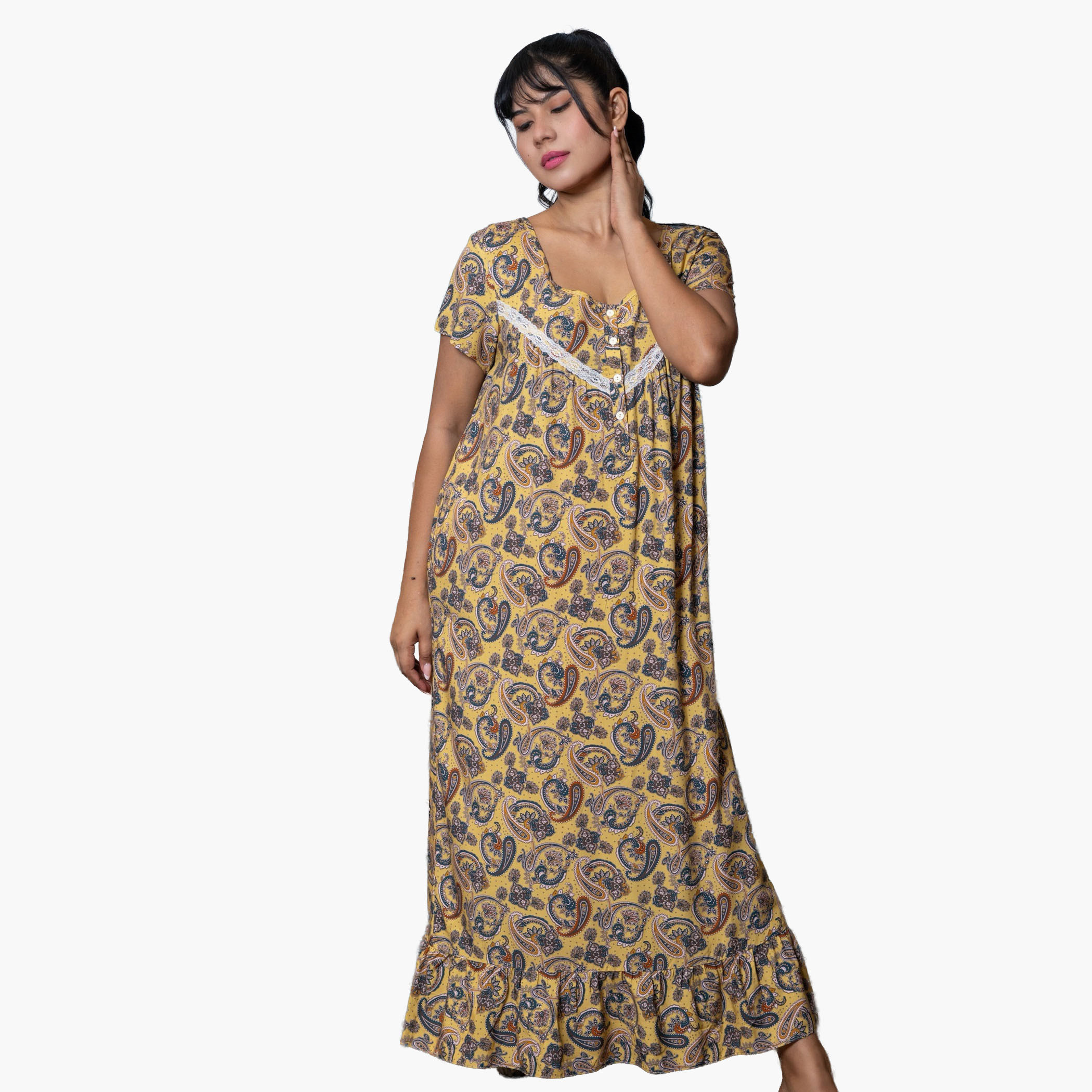 Aadaraya Night Dress Short Sleeves Printed-women-clothing-nightwear-nighties-image-2
