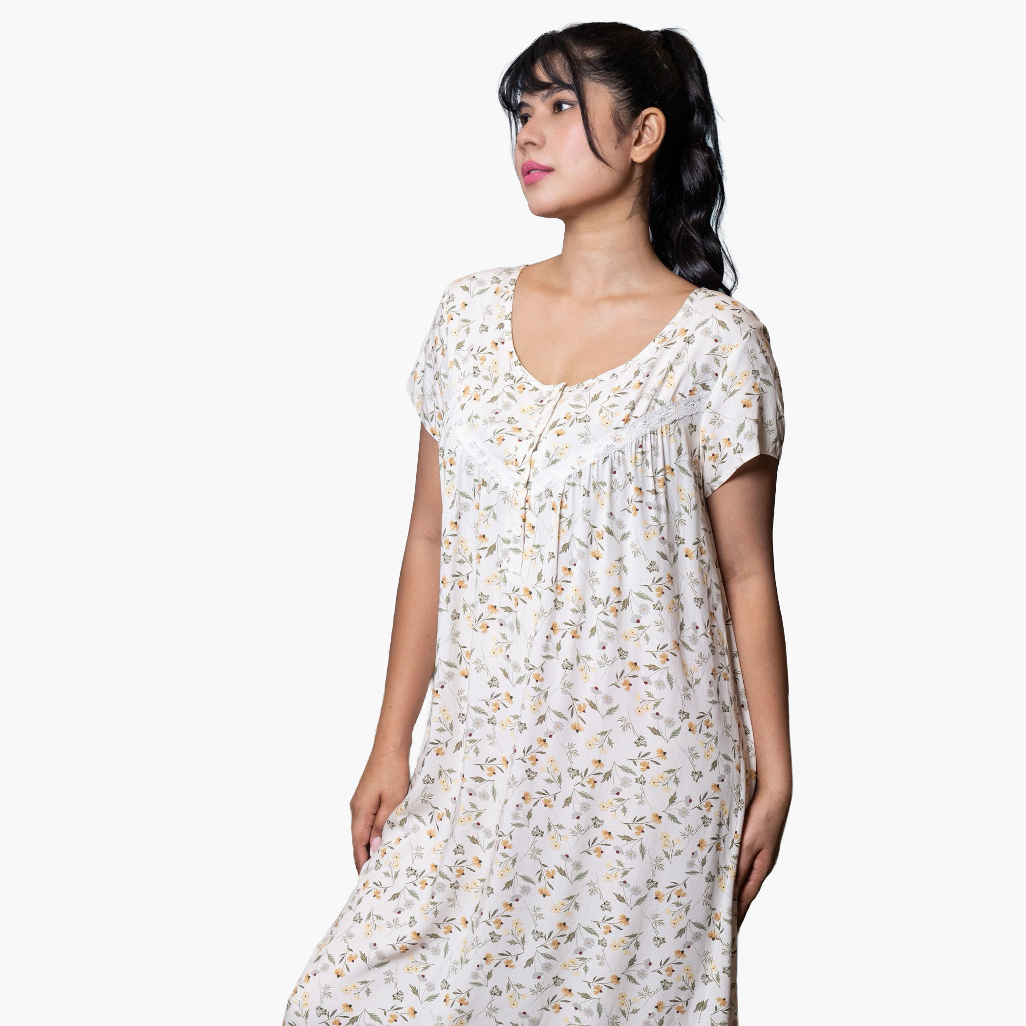 Aadaraya Night Dress Short Sleeves Printed-women-clothing-nightwear-nighties-image-2
