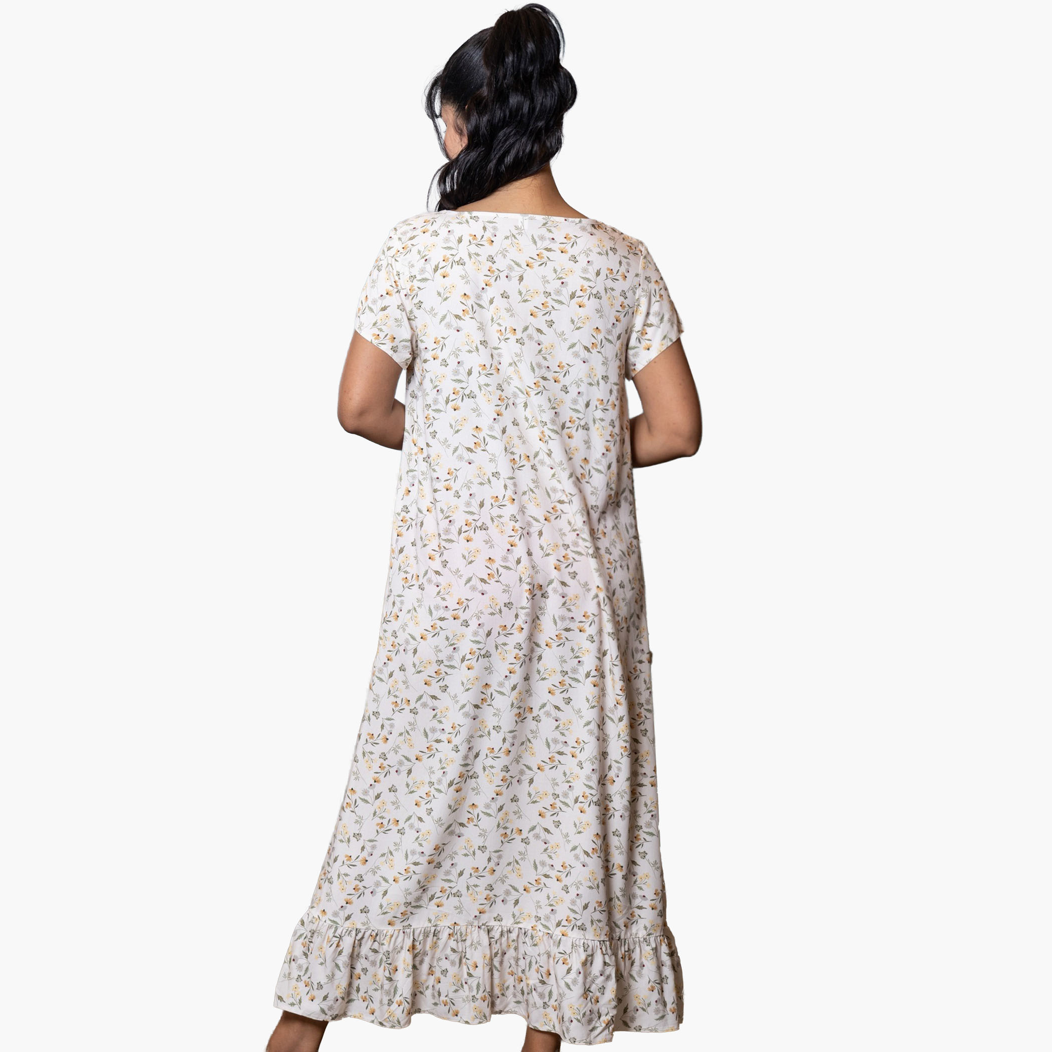 Aadaraya Night Dress Short Sleeves Printed-women-clothing-nightwear-nighties-image-3