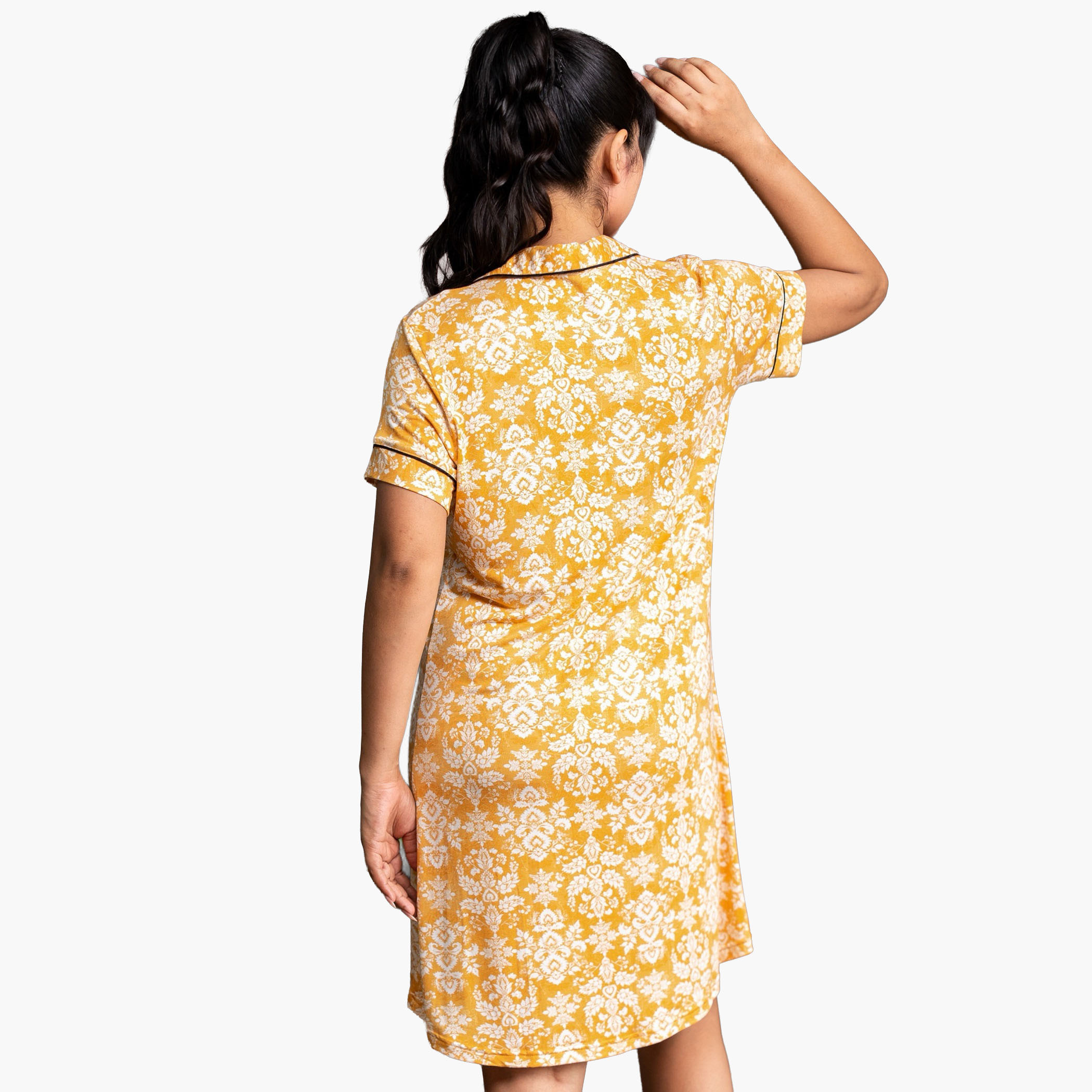 Aadaraya Short Sleepshirt Short Sleeves Floral Print-women-clothing-nightwear-nighties-image-2