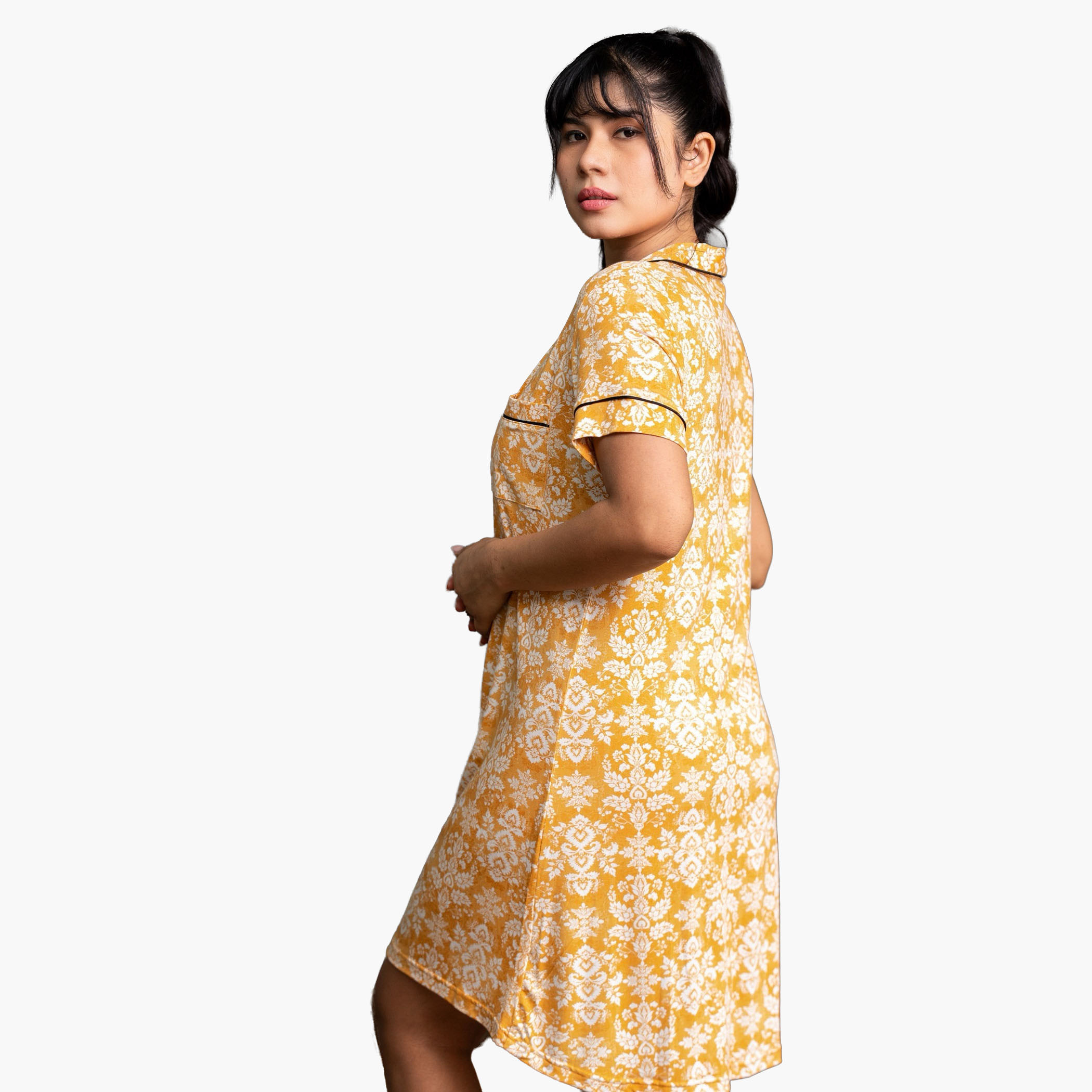 Aadaraya Short Sleepshirt Short Sleeves Floral Print-women-clothing-nightwear-nighties-image-3