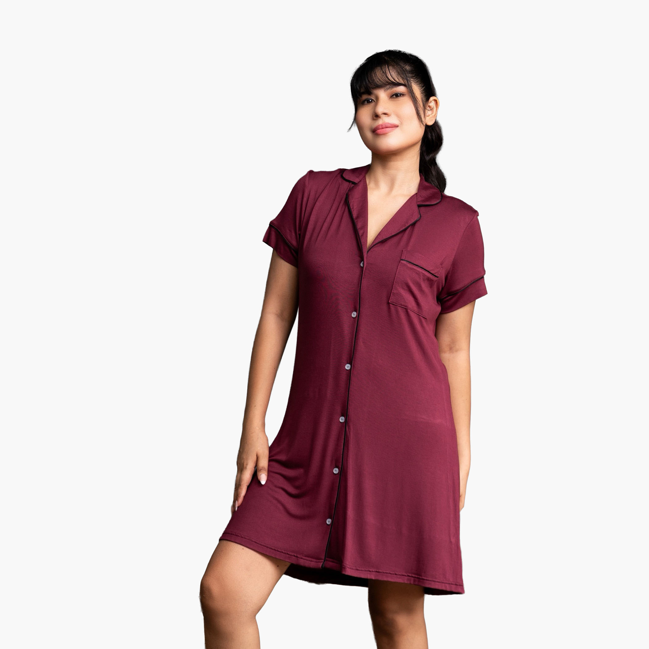 Aadaraya Short Sleepshirt Short Sleeves-women-clothing-nightwear-nighties-image-1