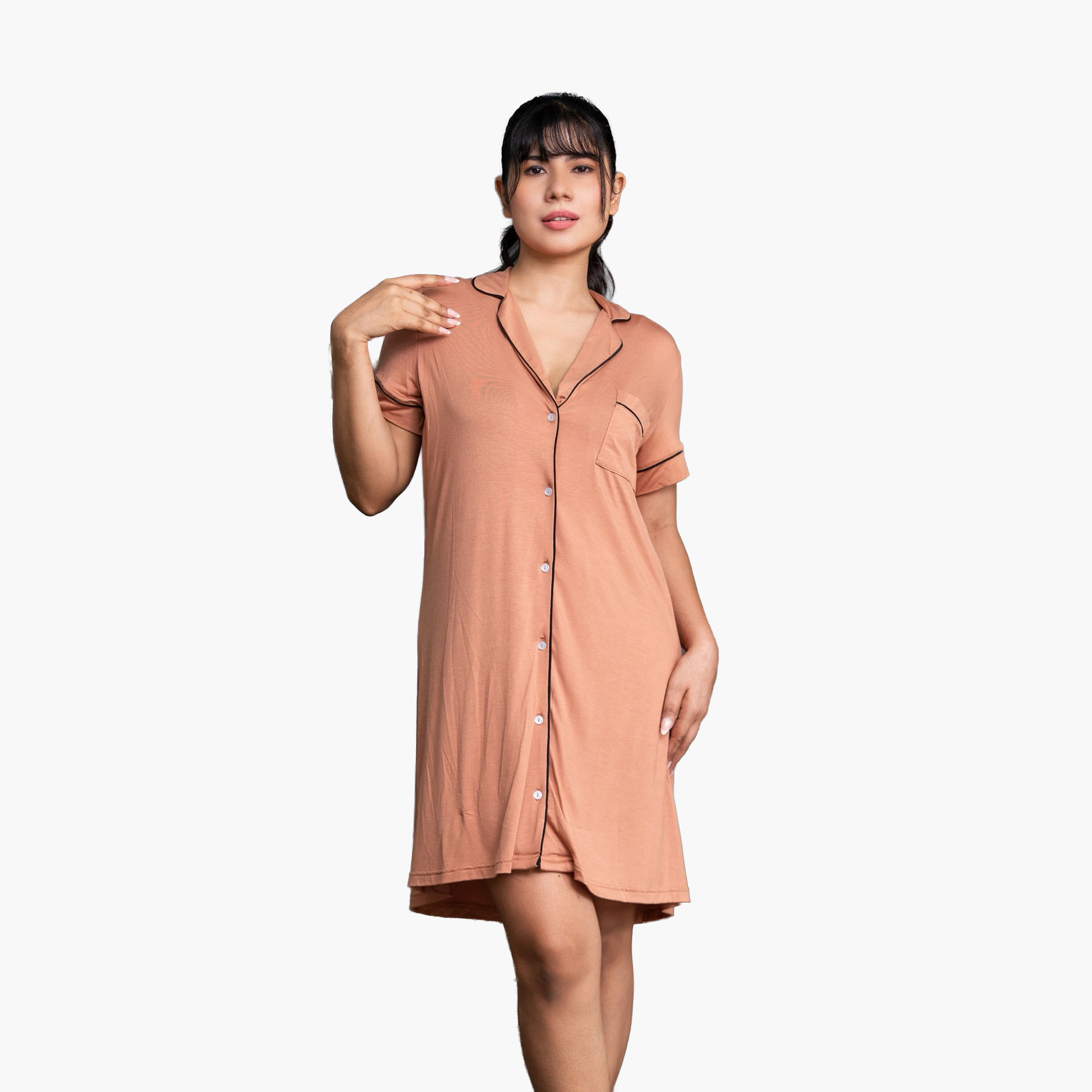 Aadaraya Short Sleepshirt Short Sleeves-women-clothing-nightwear-nighties-image-1