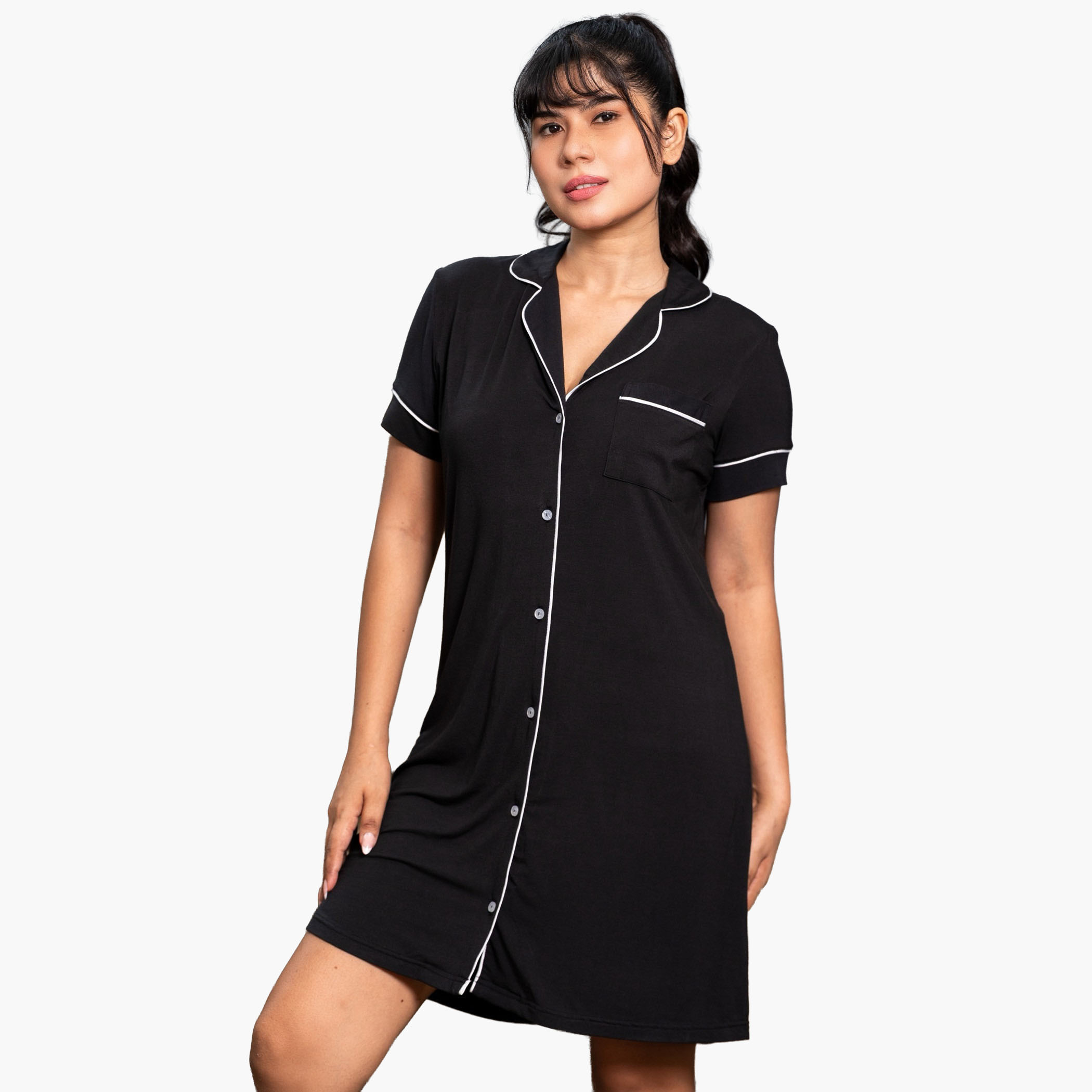 Aadaraya Short Sleepshirt Short Sleeves-women-clothing-nightwear-nighties-image-1