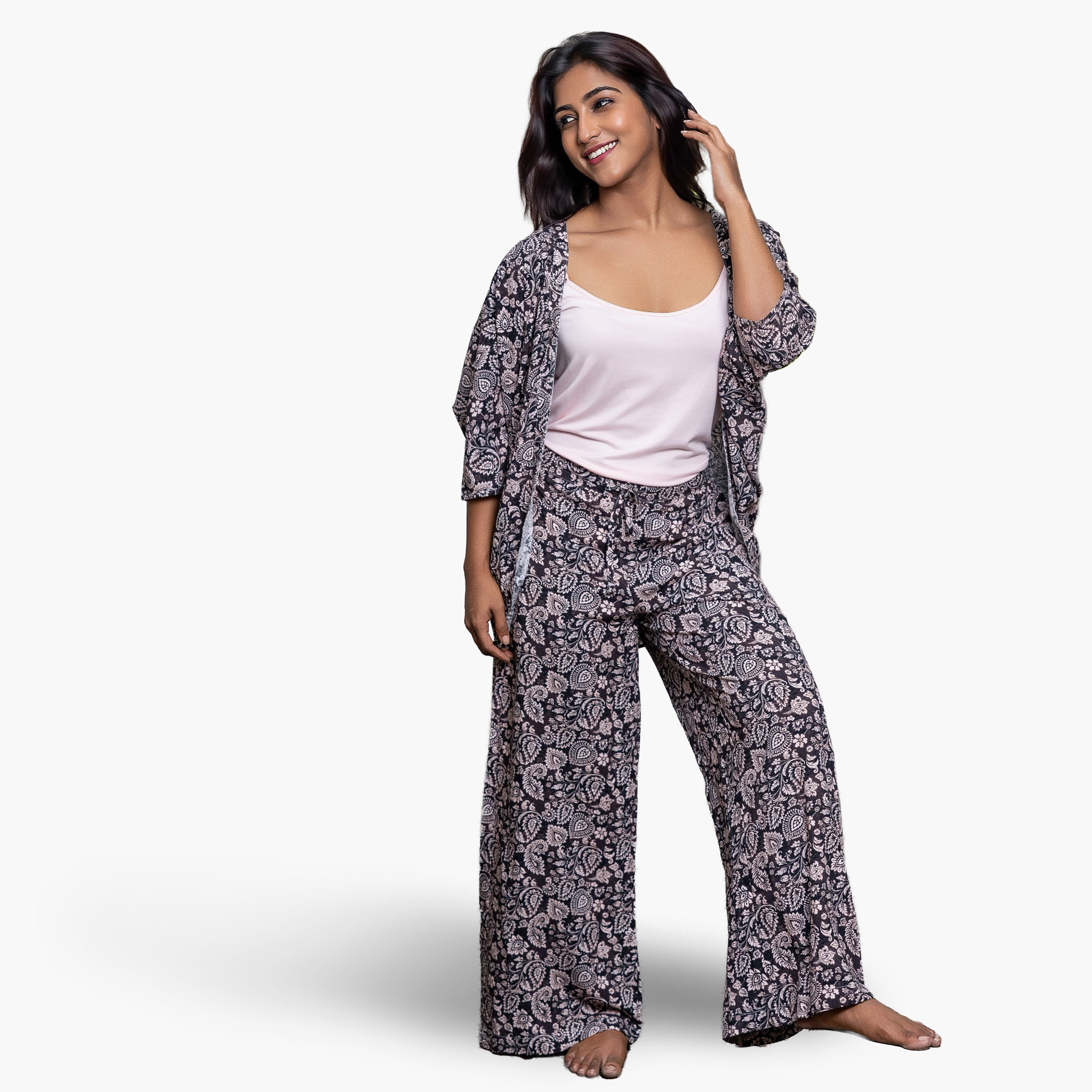 Aadaraya Pyjama Set Kimono with Camisole and Pants-women-clothing-nightwear-pyjamas-longsets-image-1