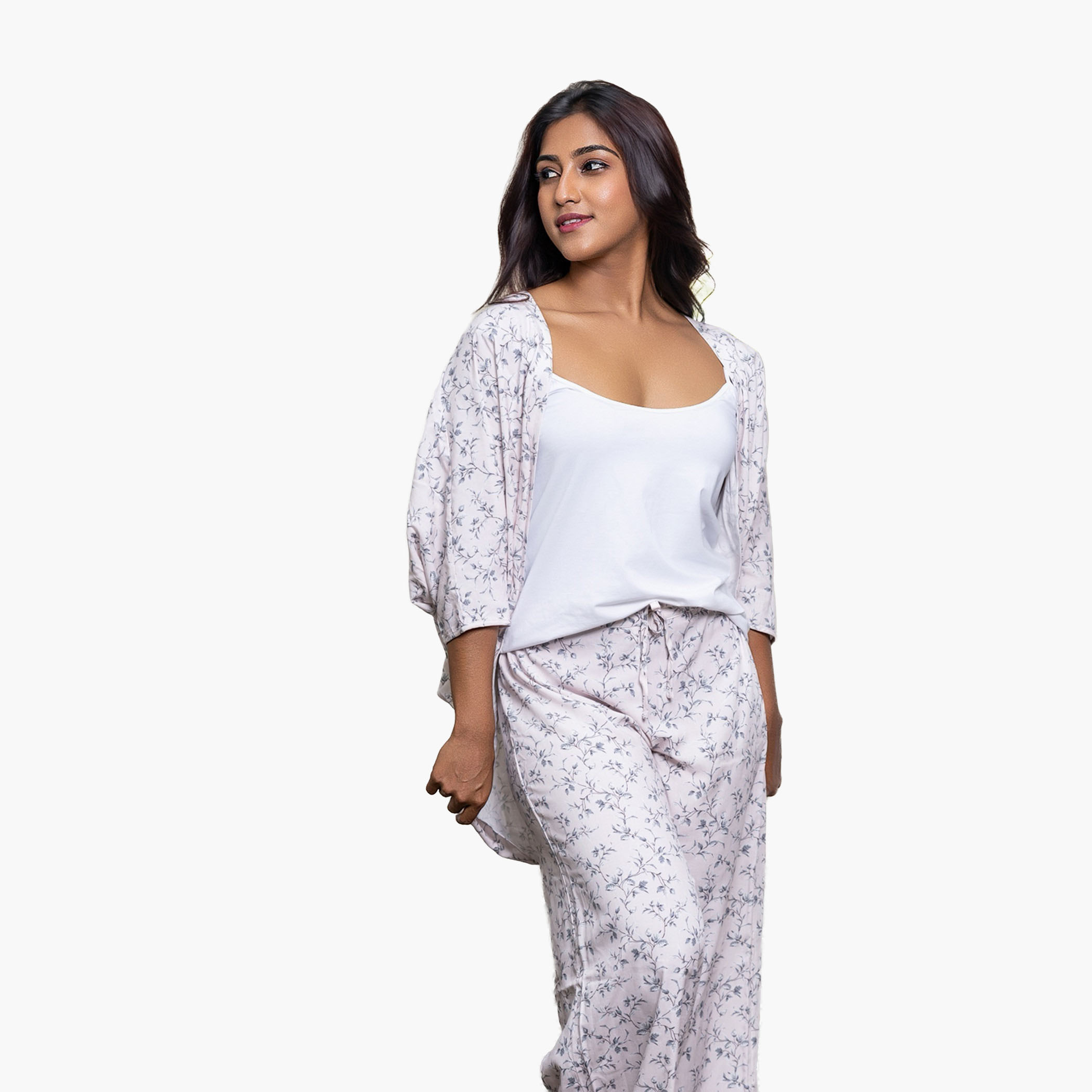Aadaraya Pyjama Set Kimono with Camisole and Pants-women-clothing-nightwear-pyjamas-longsets-image-1