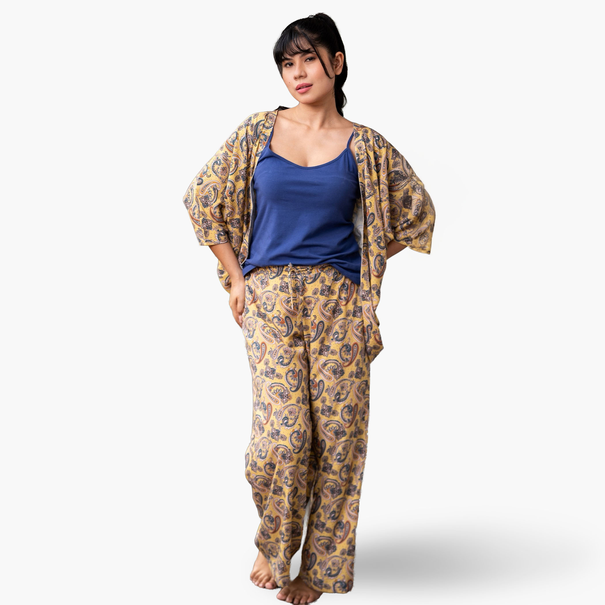 Aadaraya Pyjama Set Kimono with Camisole and Pants-women-clothing-nightwear-pyjamas-longsets-image-1