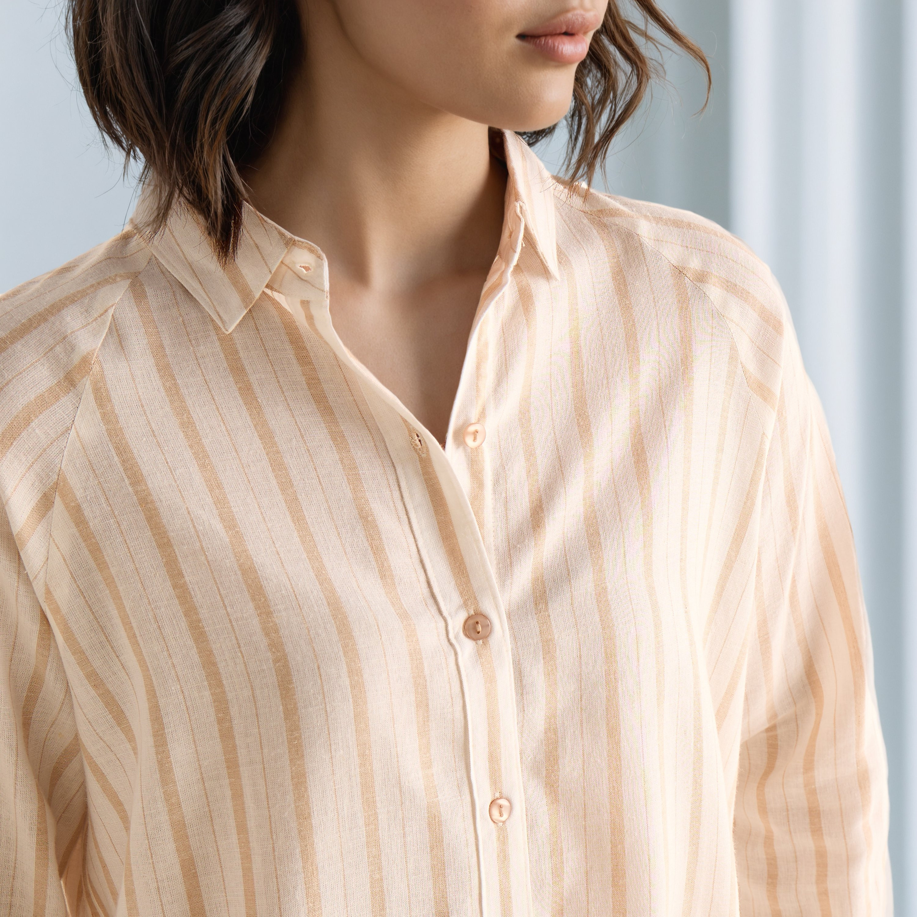 Pyjama Set Button-Down Linen Blend Shirt & Trousers-women-clothing-nightwear-pyjamas-longsets-image-5
