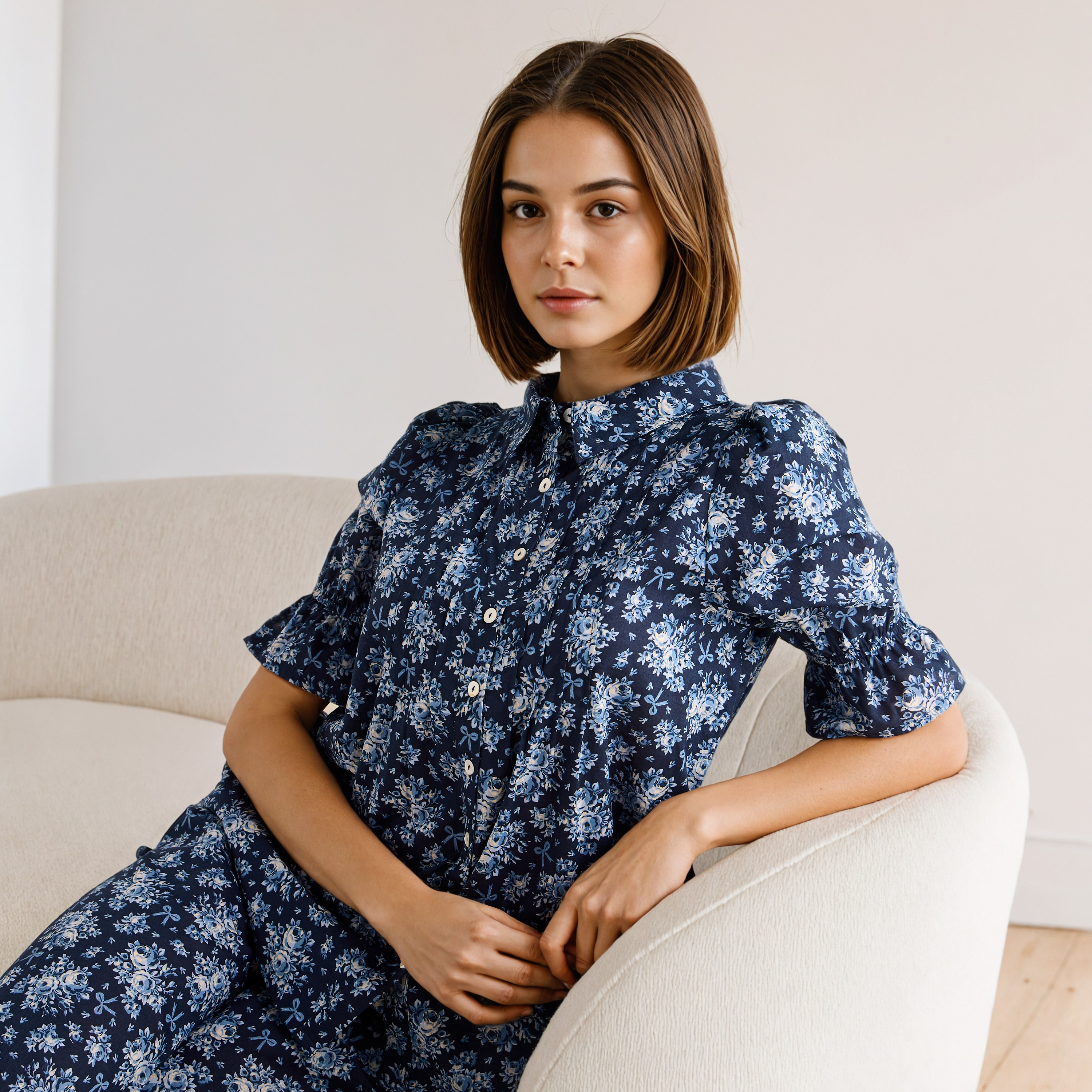 طقم بيجاما كامبريك بطبعات-women-clothing-nightwear-pyjamas-longsets-image-2