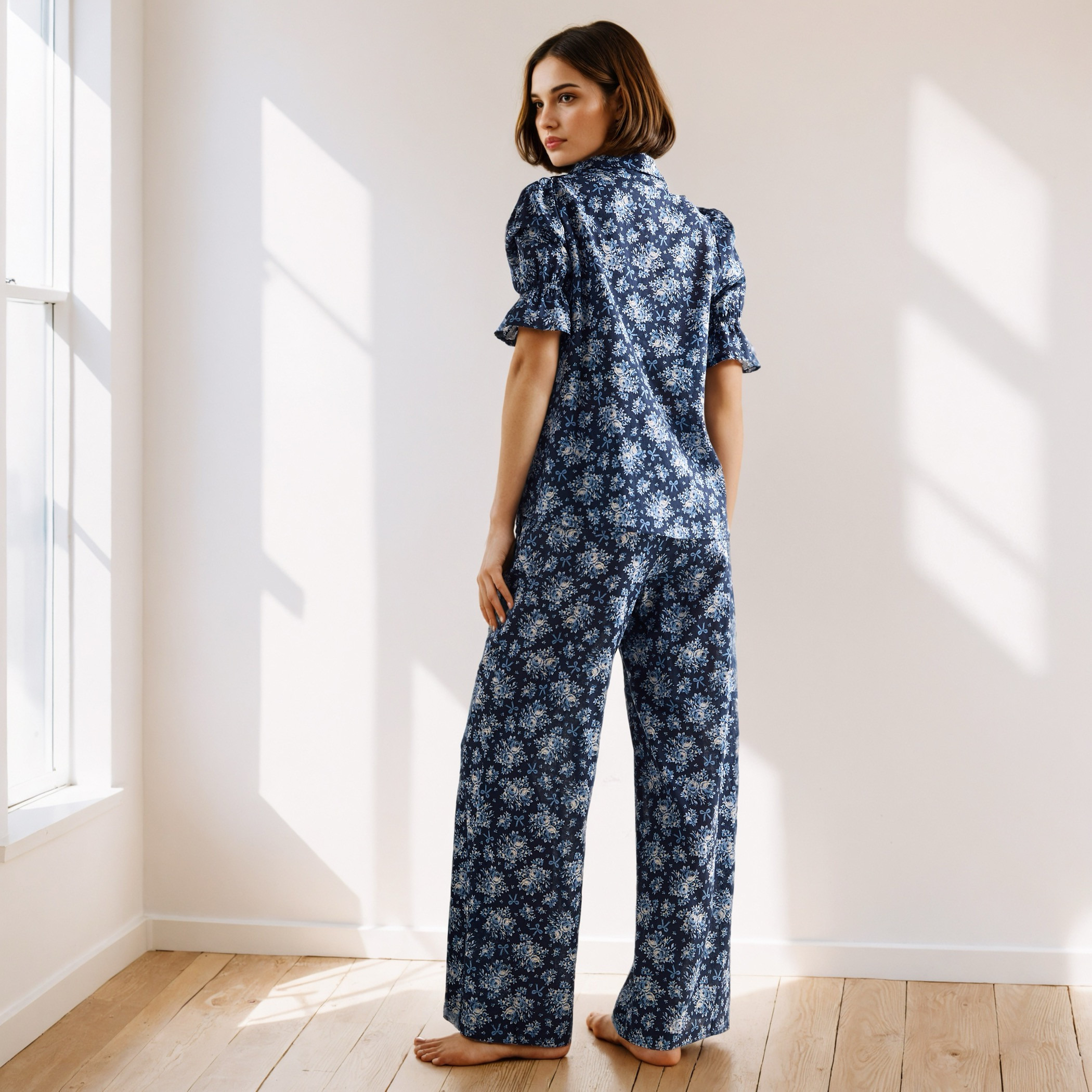 طقم بيجاما كامبريك بطبعات-women-clothing-nightwear-pyjamas-longsets-image-3