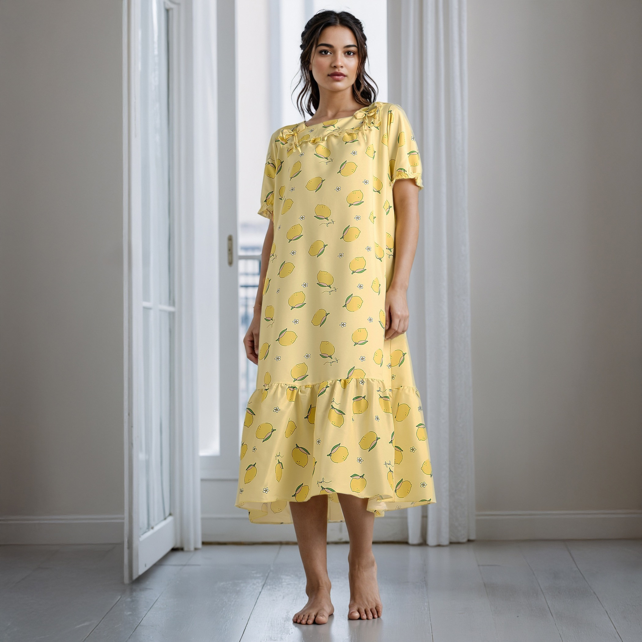 Printed Square Neck Night Dress-women-clothing-nightwear-nighties-image-1