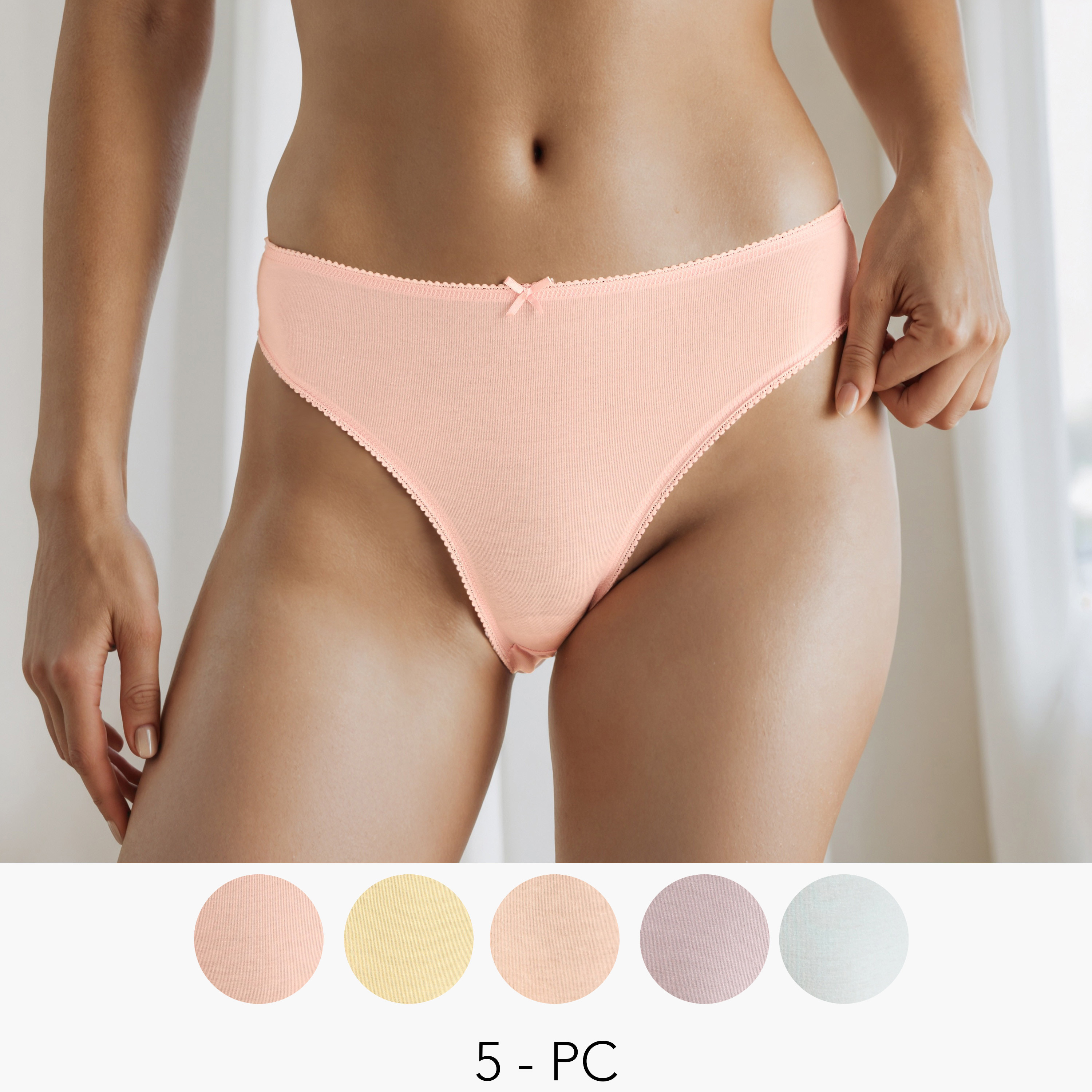 Set of 5 - Bikini Briefs with Bow-women-clothing-nightwear-nighties-image-9