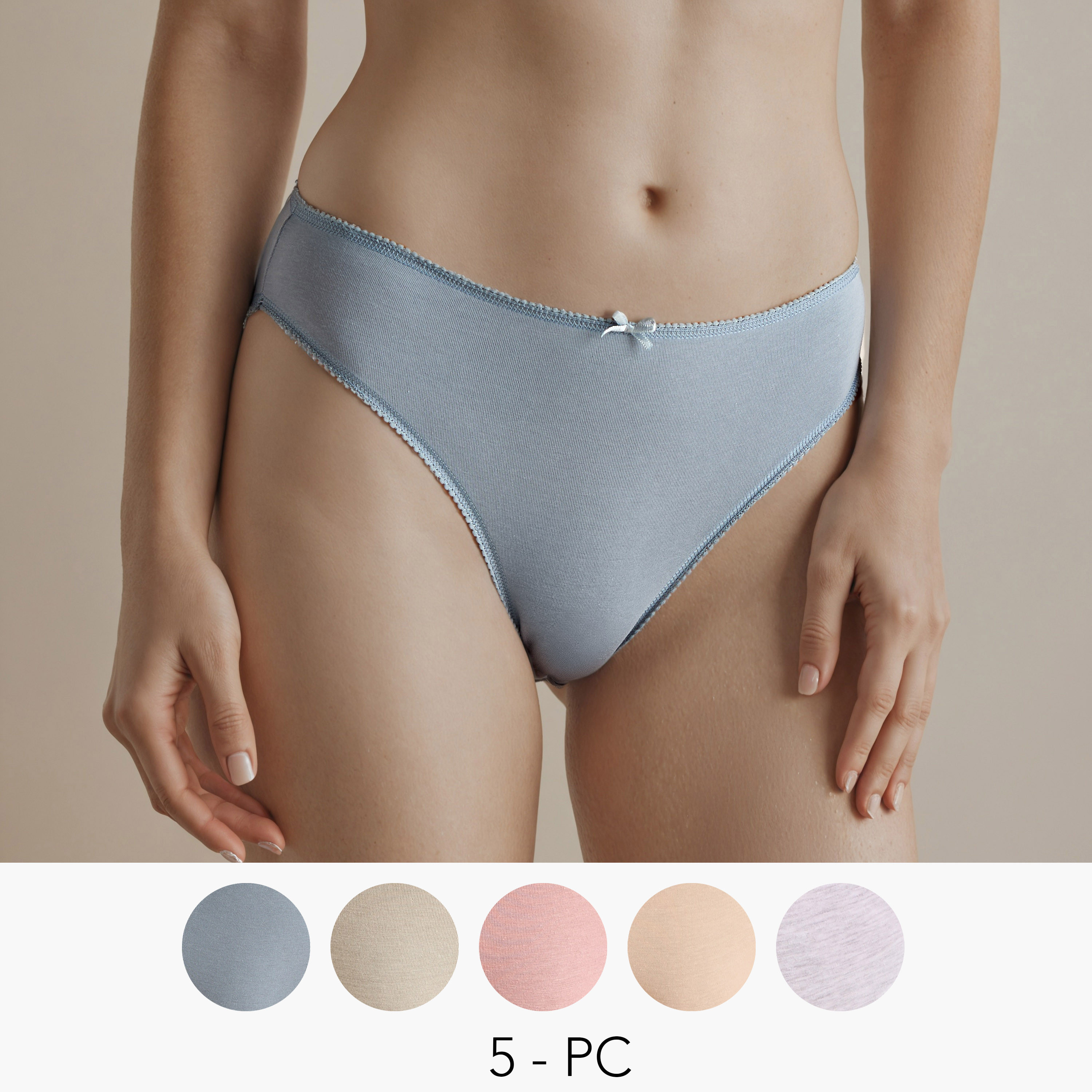 Set of 5 - Bikini Briefs with Bow-women-clothing-nightwear-nighties-image-1