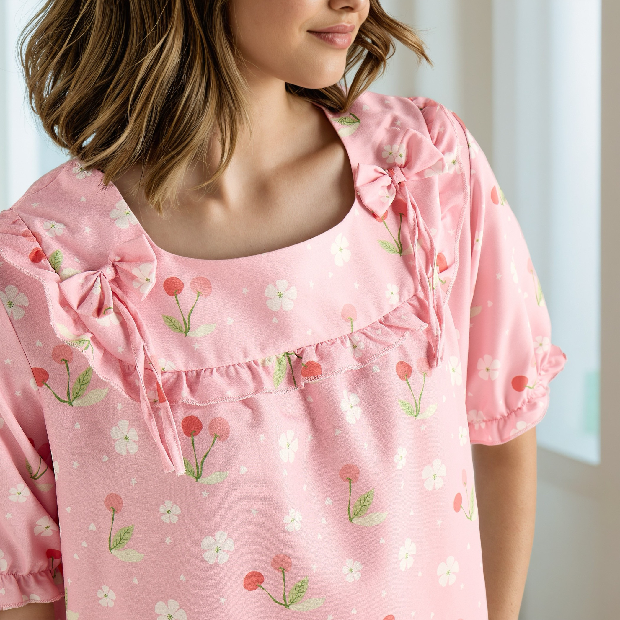فستان نوم بياقة مربعة وطبعات زهرية-women-clothing-nightwear-nighties-image-4