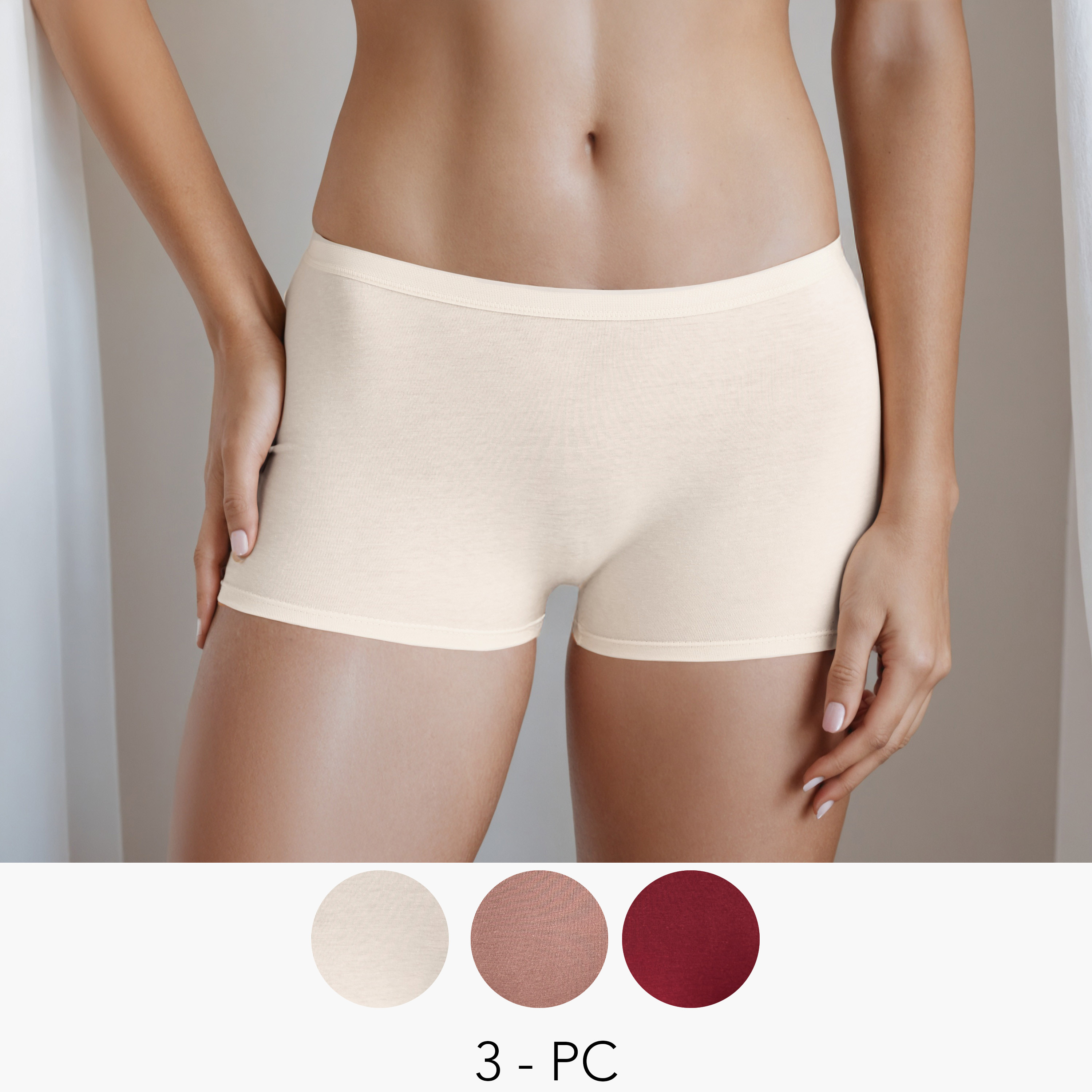 طقم سراويل داخلية بوي شورت 3 قطع بخصر مطاطي-women-clothing-nightwear-pyjamas-longsets-image-1