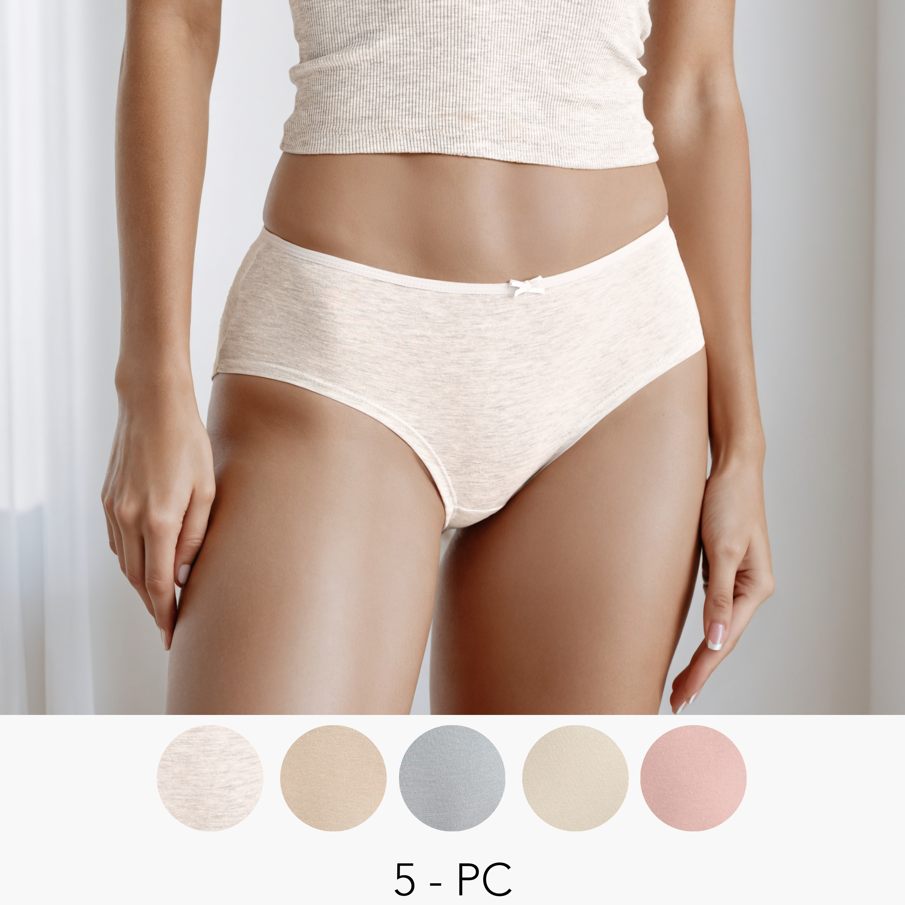 طقم سراويل داخلية 5 قطع بزينة فيونكة-women-clothing-nightwear-pyjamas-bottoms-image-9