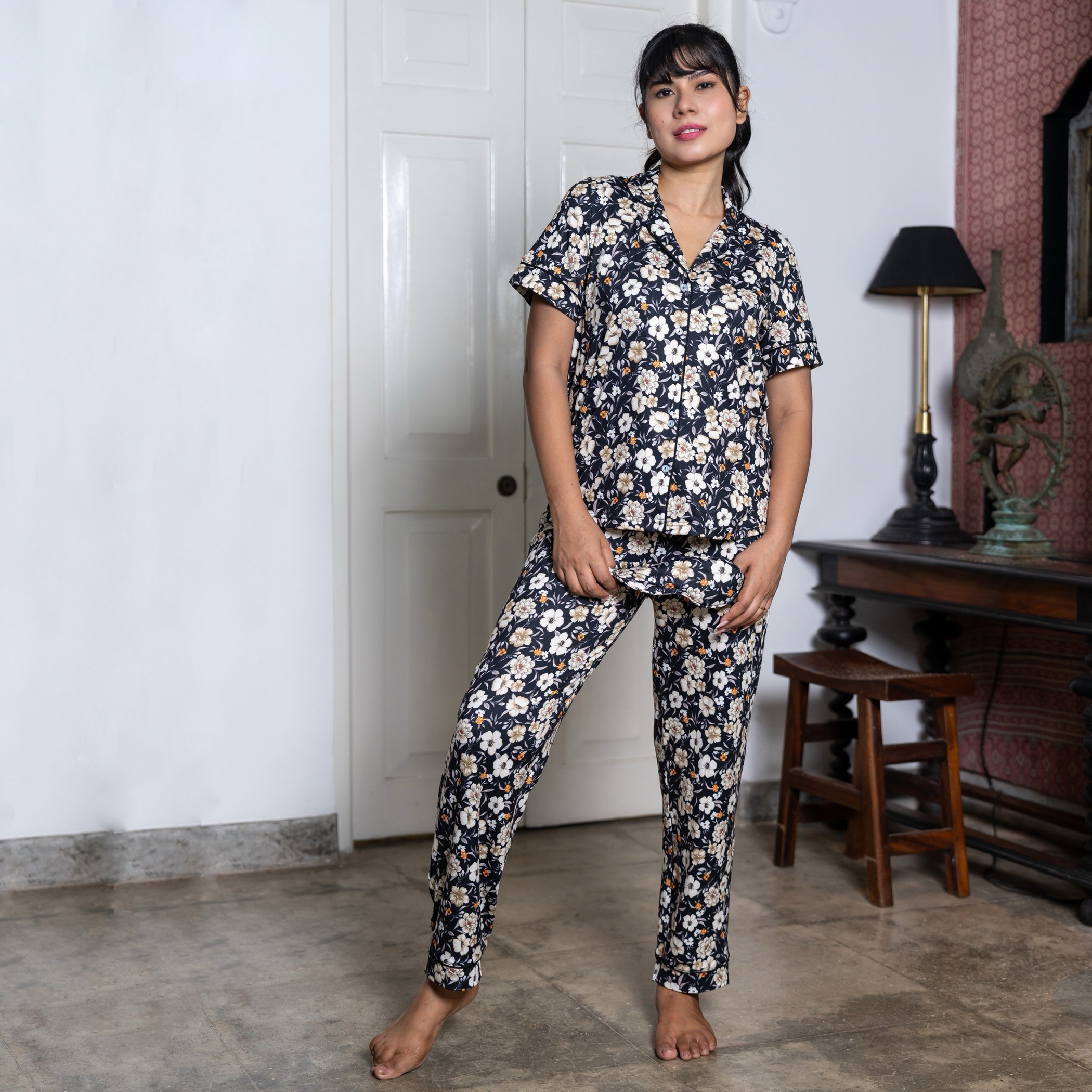 Aadaraya Pyjama Set Button-Down Shirt & Trousers-women-clothing-nightwear-pyjamas-longsets-image-2