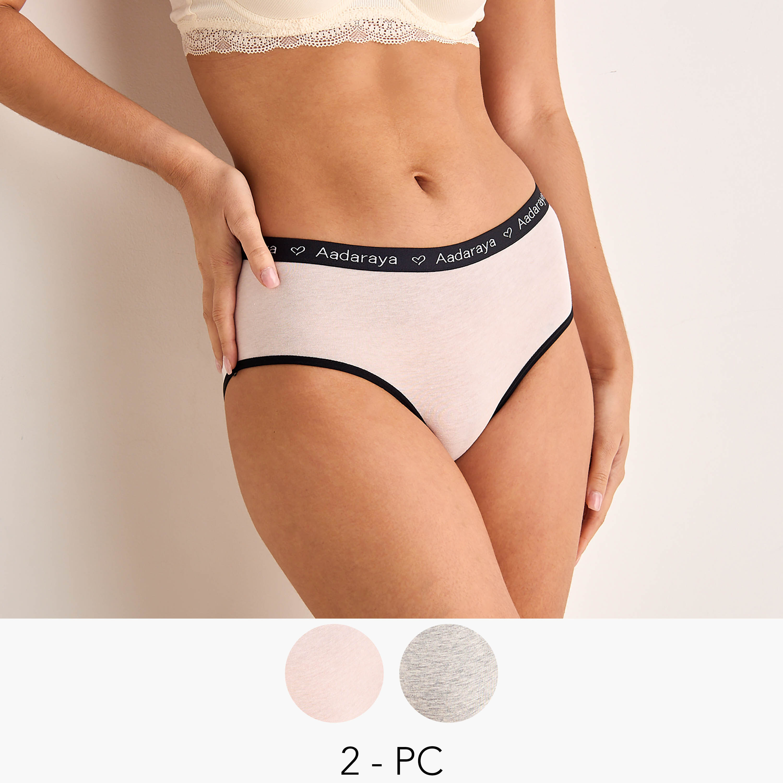Pack of 2 Aadaraya Elastic Waist Briefs-women-clothing-lingerie-panties-image-1