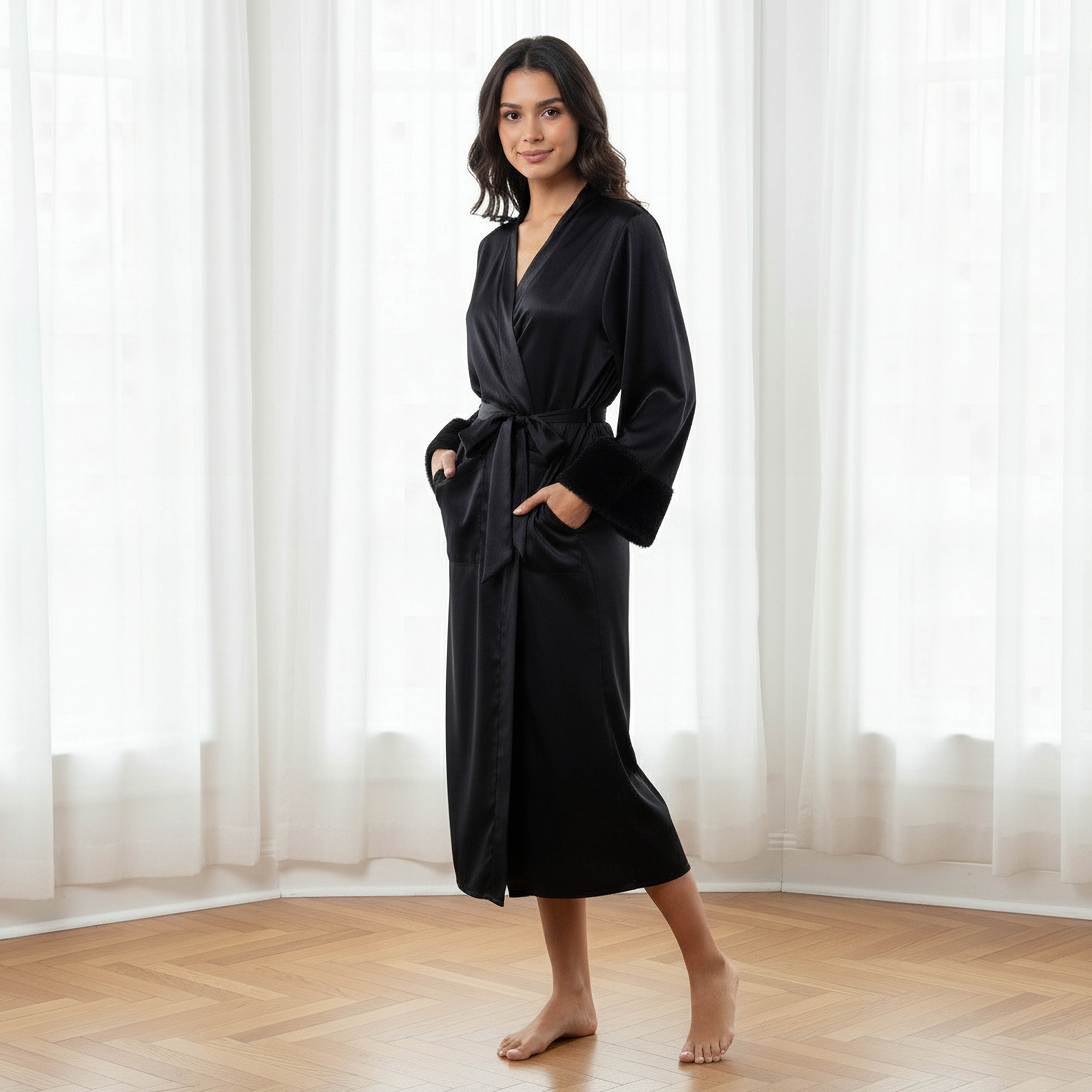 Robe Midi Length with Belt-women-clothing-nightwear-robes-image-2