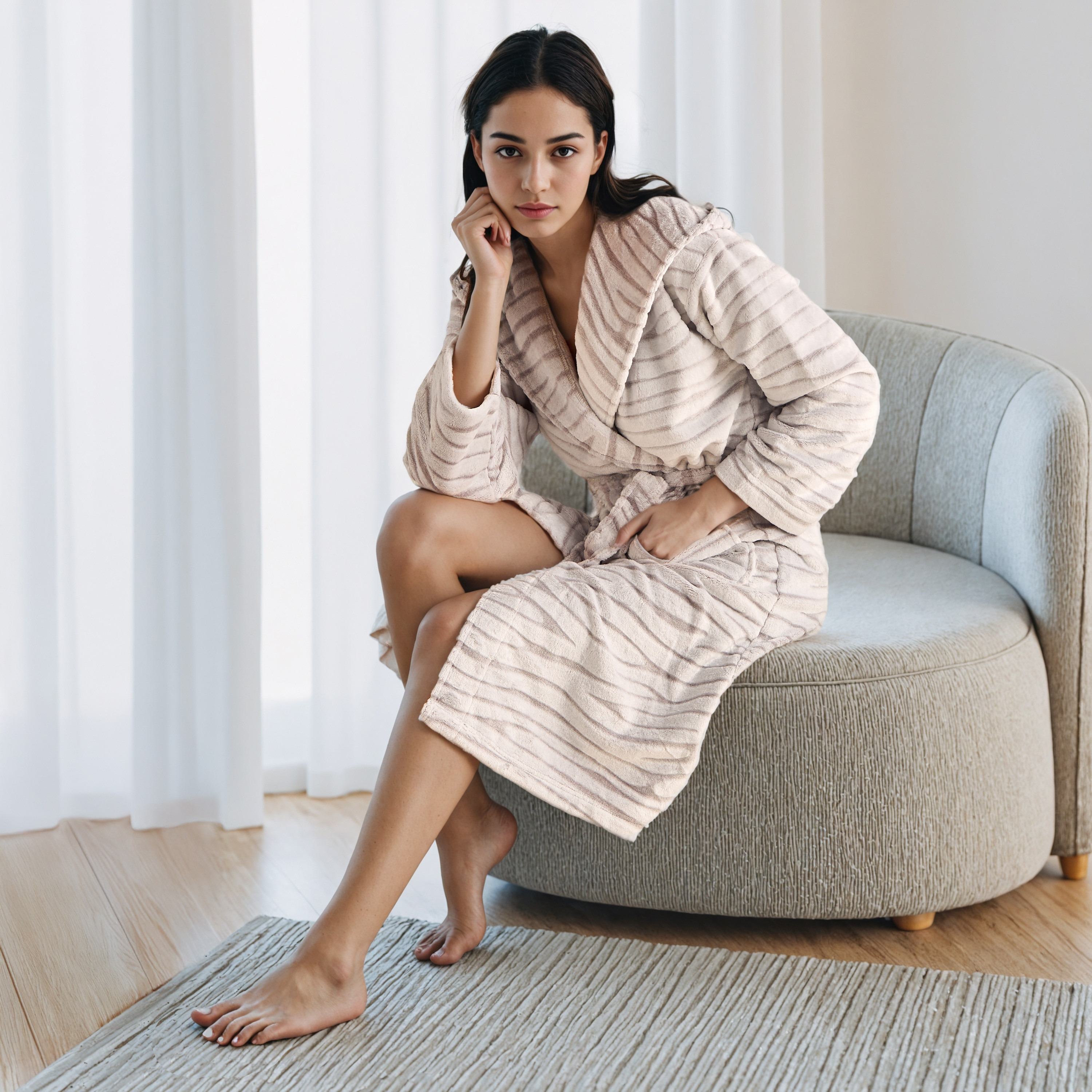 Animal Print Hooded Night Robe with Pockets-women-clothing-nightwear-robes-image-1