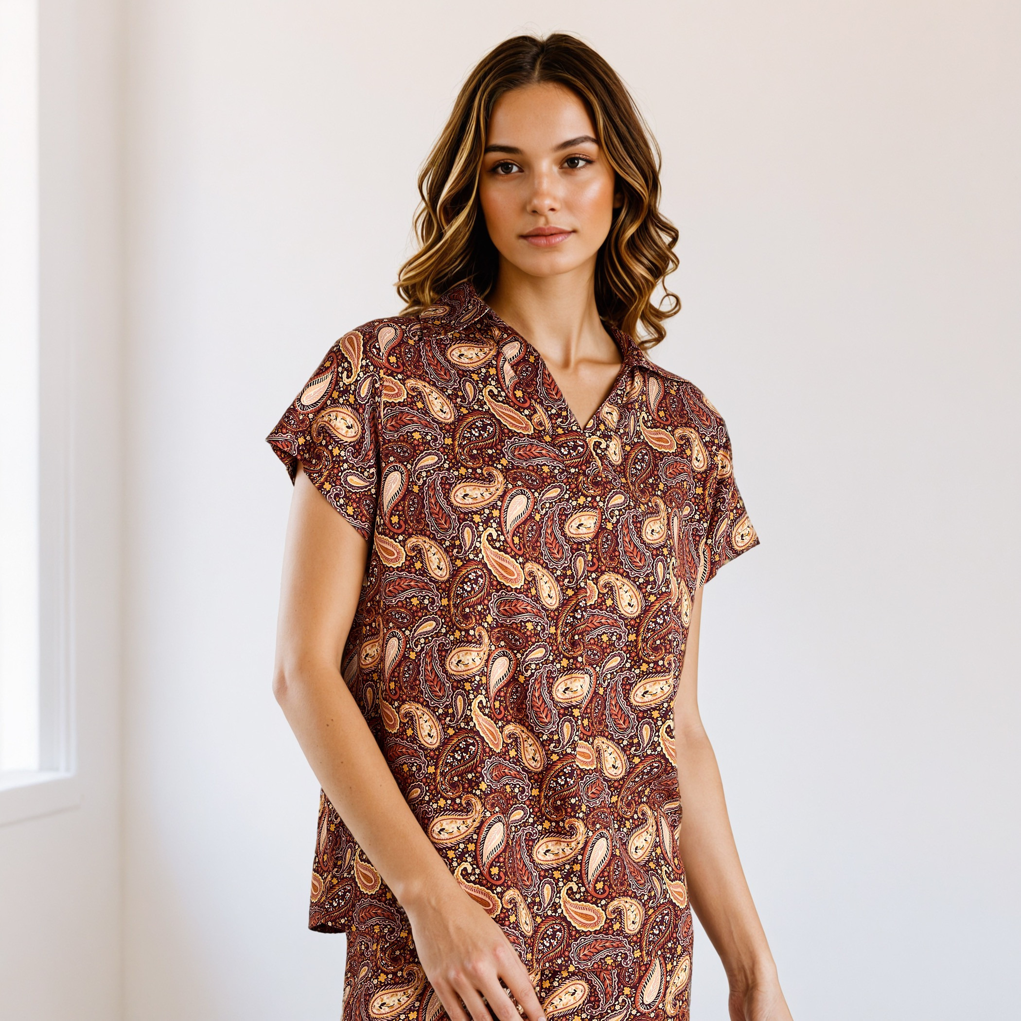 Paisley Print Top with Pyjama and Eye Mask Set-women-clothing-nightwear-pyjamas-longsets-image-2