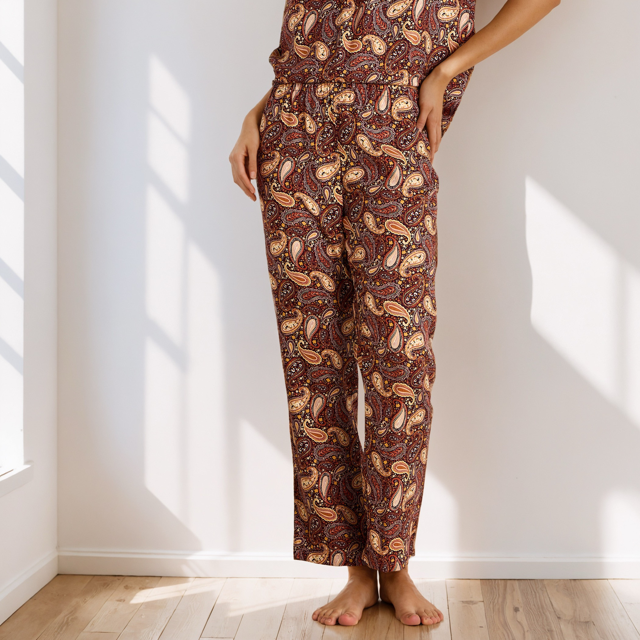 Paisley Print Top with Pyjama and Eye Mask Set-women-clothing-nightwear-pyjamas-longsets-image-4